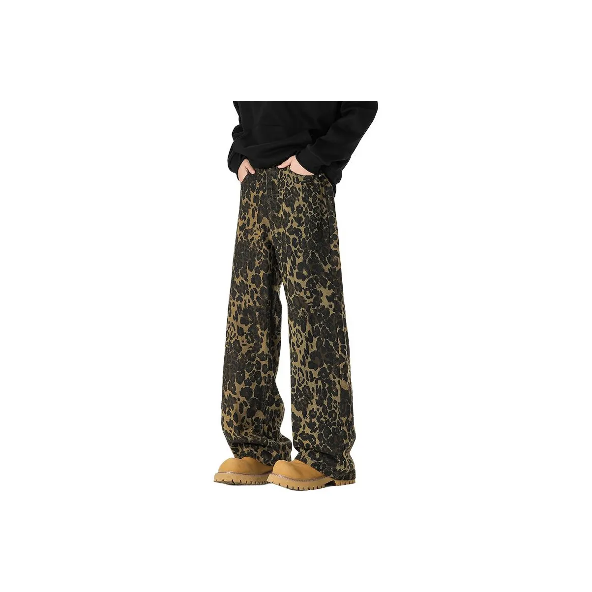 FRQ Леопардовый принт Брюки Мужские Джинсы