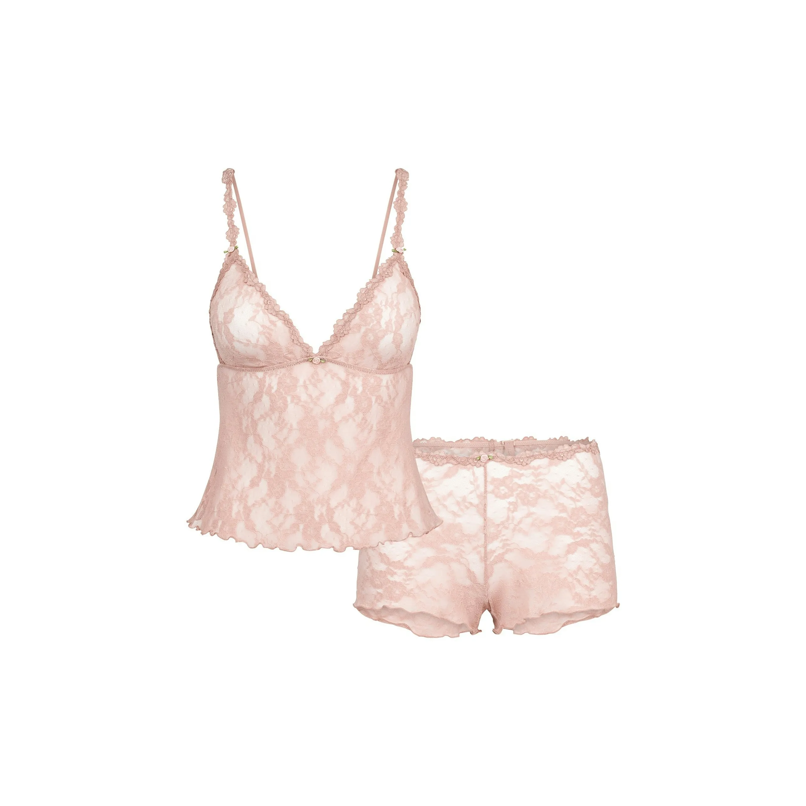 SKIMS SS25 STRETCHLACE Треугольник CAMI и Короткий Комплект Нижнего Белья Женские