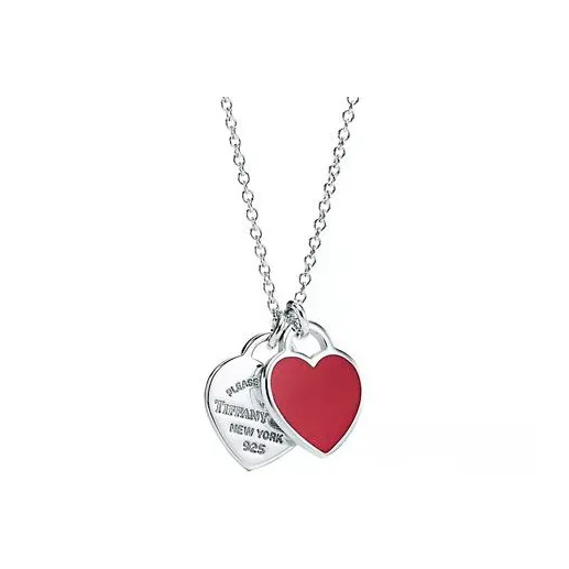 TIFFANY & CO. Return To Tiffany Collection 925 Sterling Silver, Enamel Collarbone Necklace Women's Red