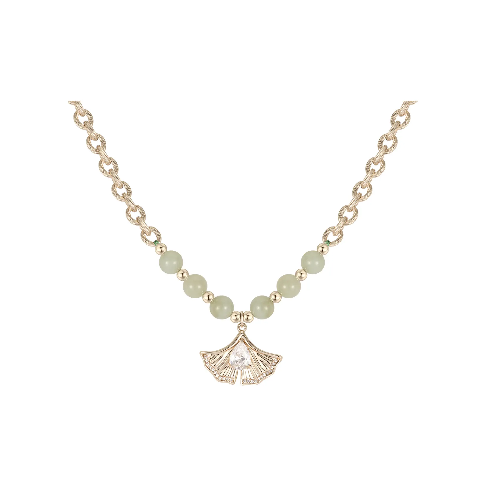 AJIDOU Гетианский нефрит + Синтетический кубический цирконий Ожерелье Женское