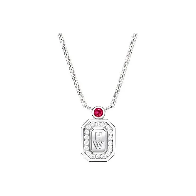 HARRY WINSTON Logo Series 18K White Gold, Ruby, Platinum, Diamond Necklaces Women's Silver