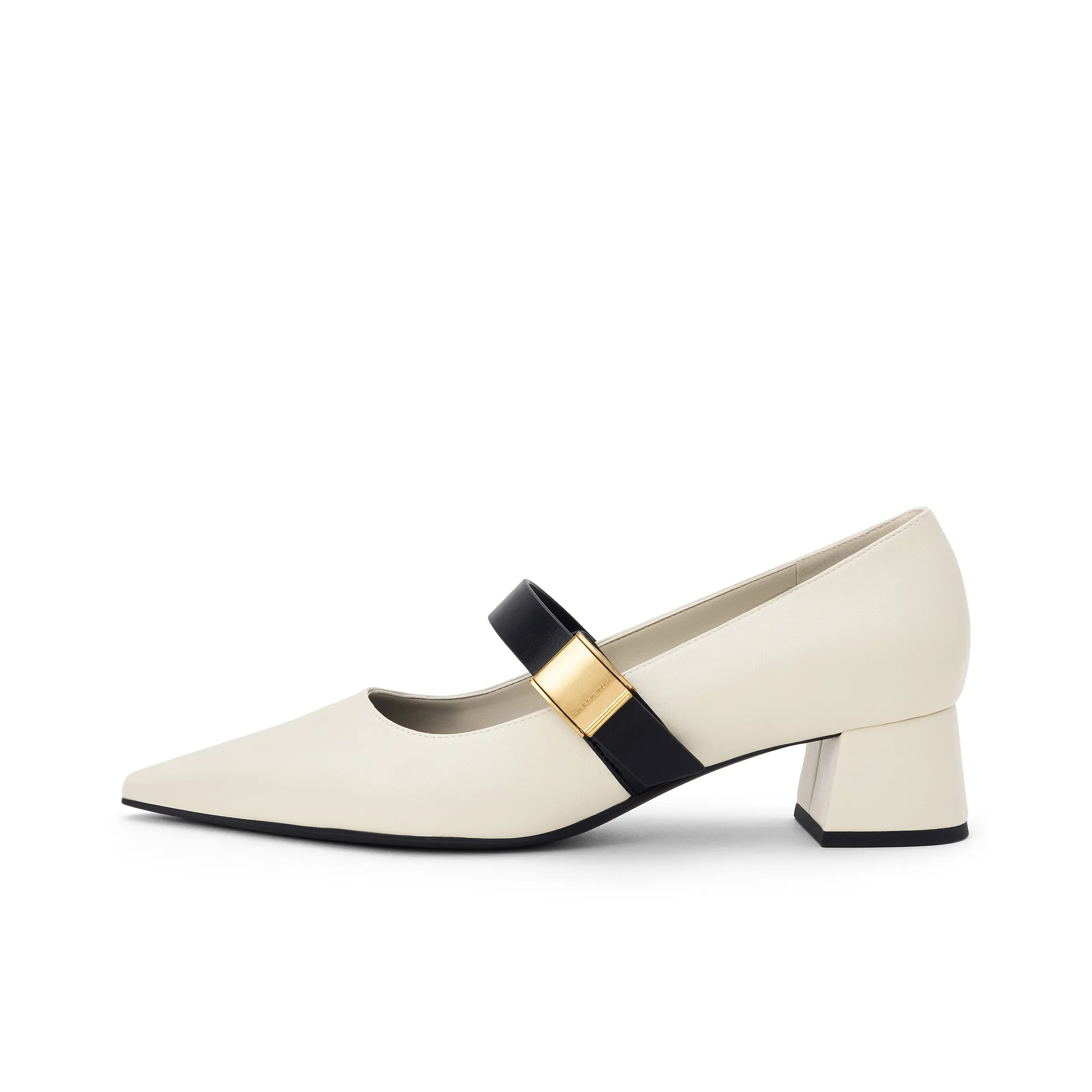 CHARLES KEITH Маленький Ck Грубый каблук Туфли Мэри Джейн 4CM Женские Мел Белый
