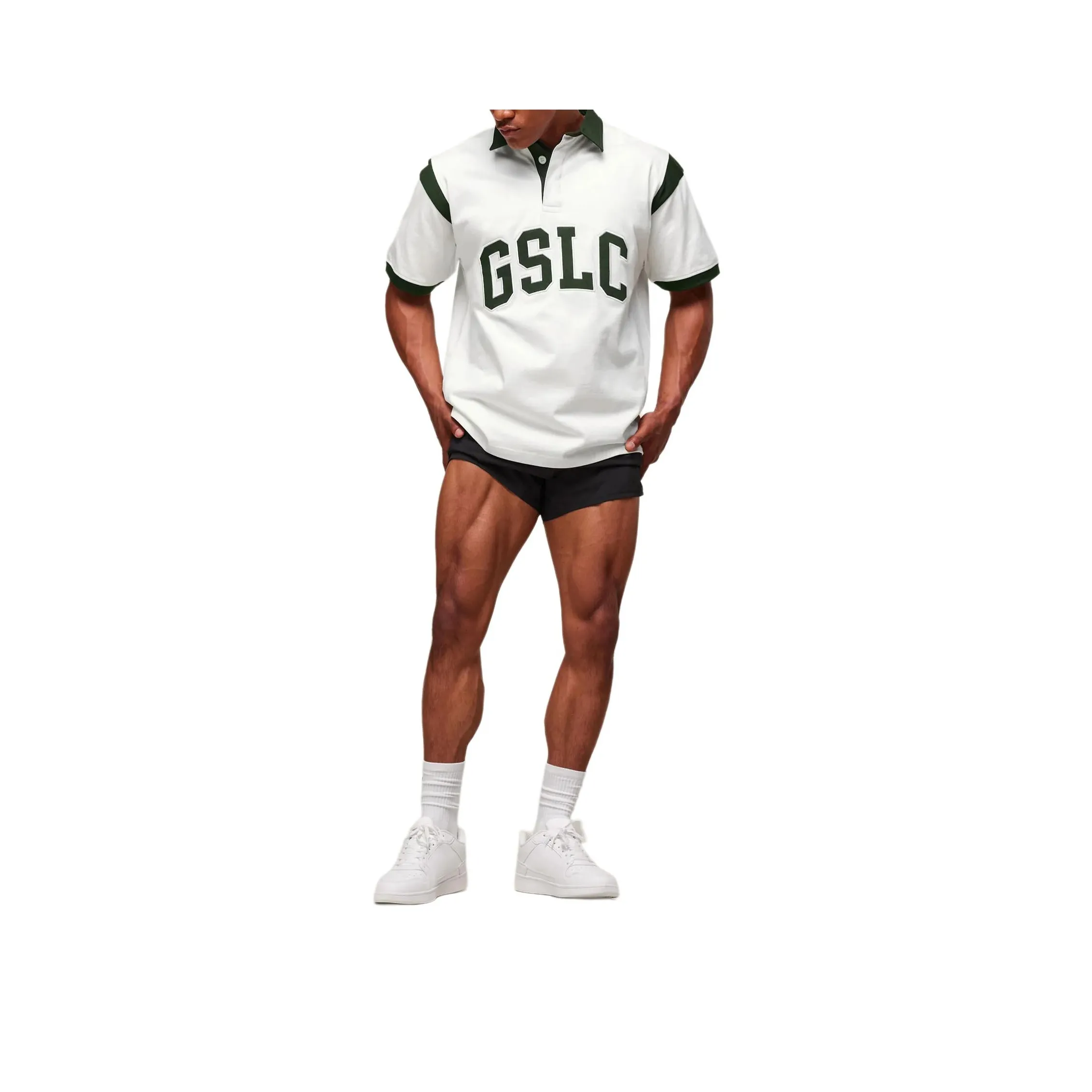 GYMSHARK Trail Зеленый/Мягкий Белый Мужская Поло