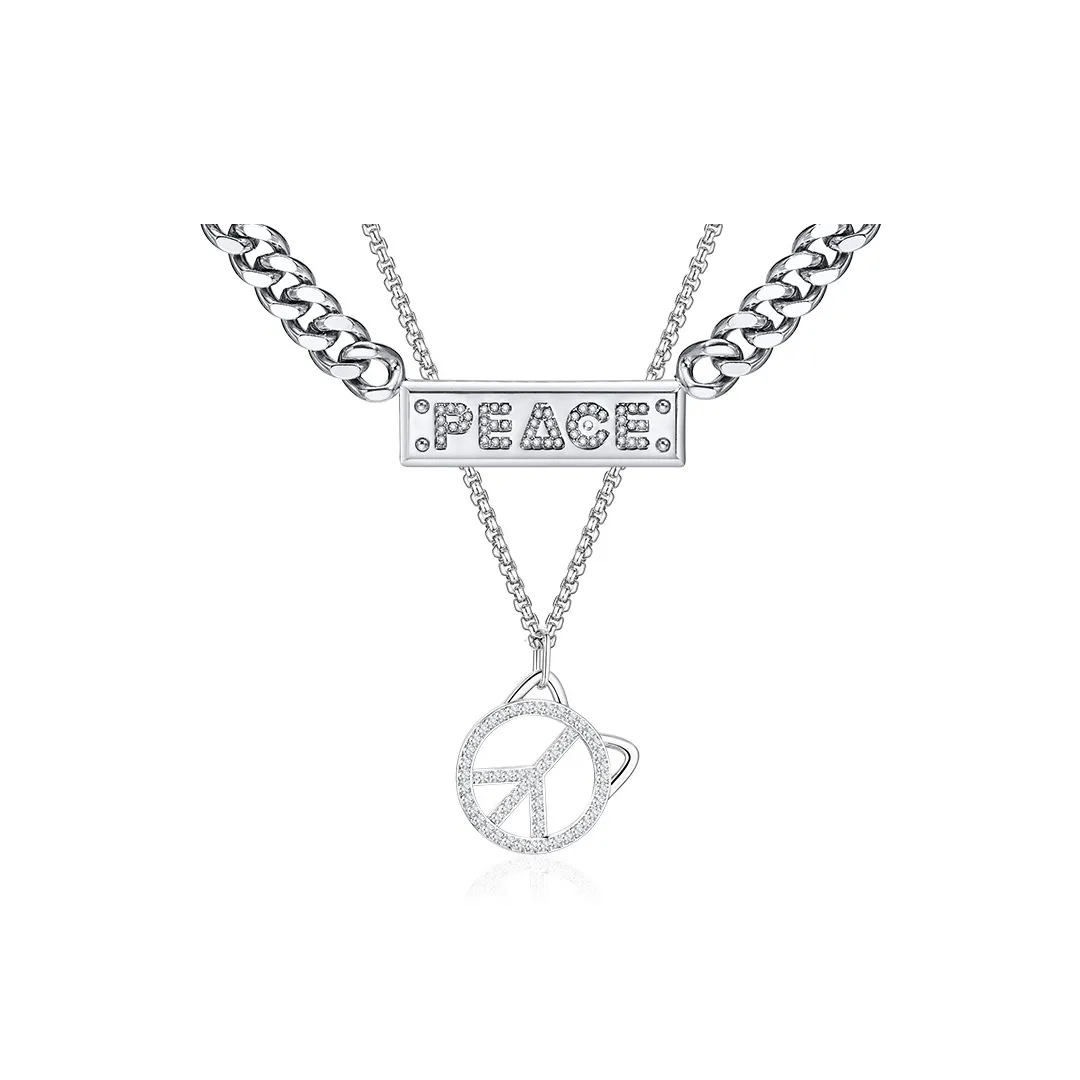 PEACE CAT Белое золото с медным покрытием ожерелья унисекс