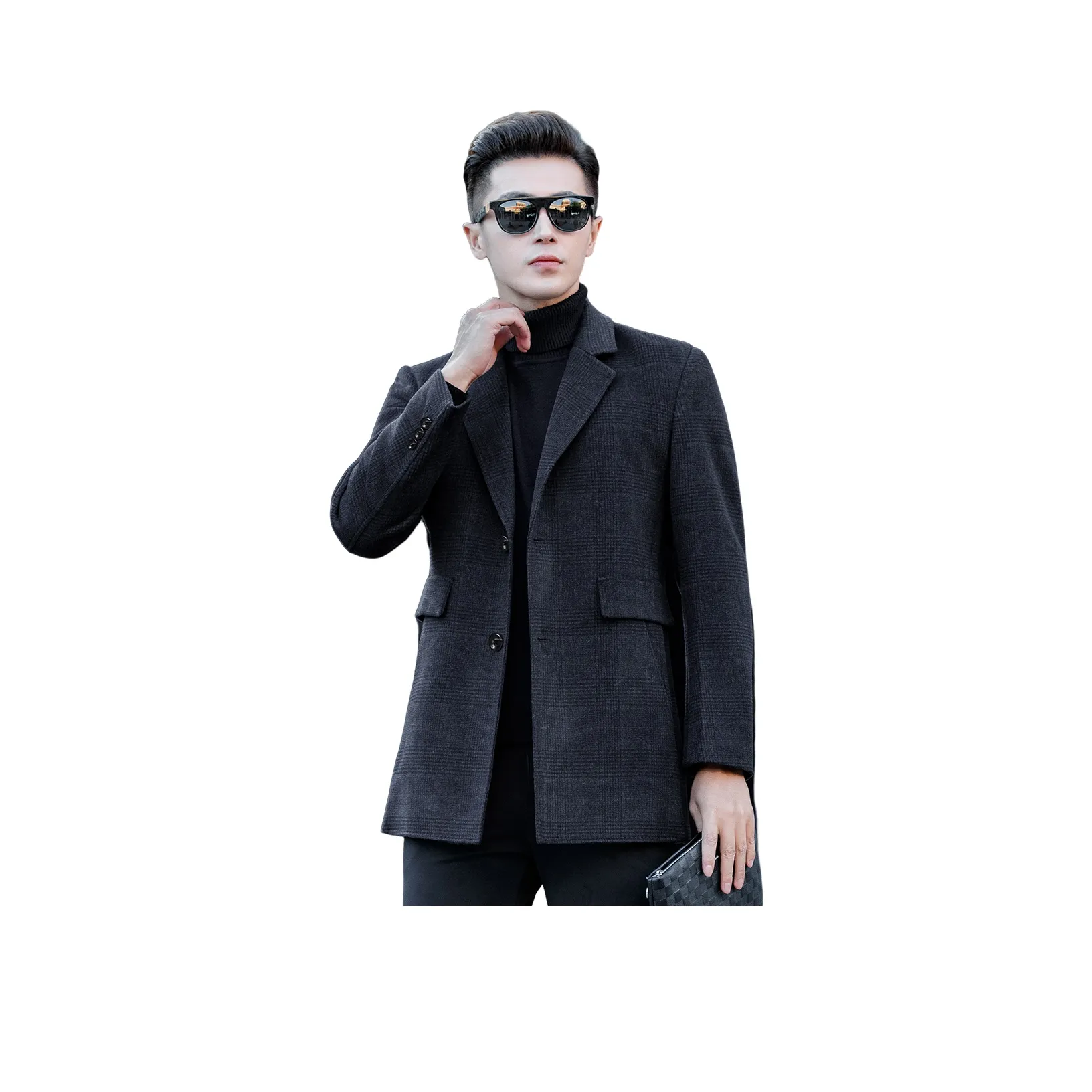 Kaiser Коричнево-синяя клетка Мужское пальто