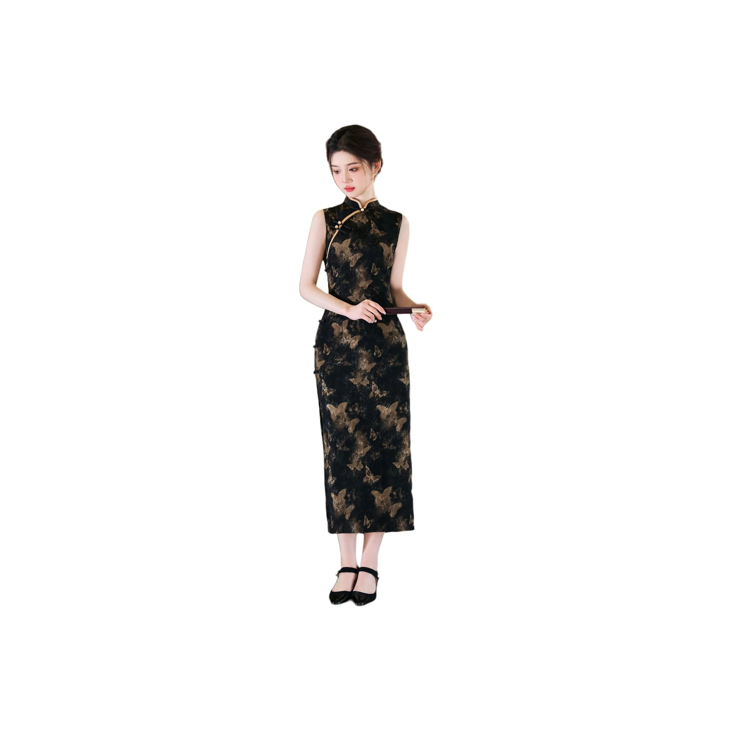 MJ Черный Женские Ципао