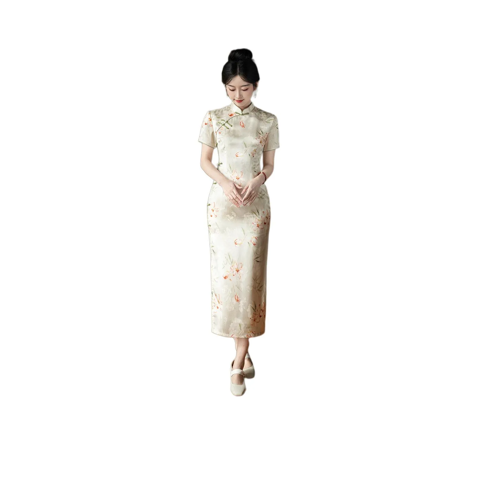 ENEESSI Cheongsam Women's Apricot