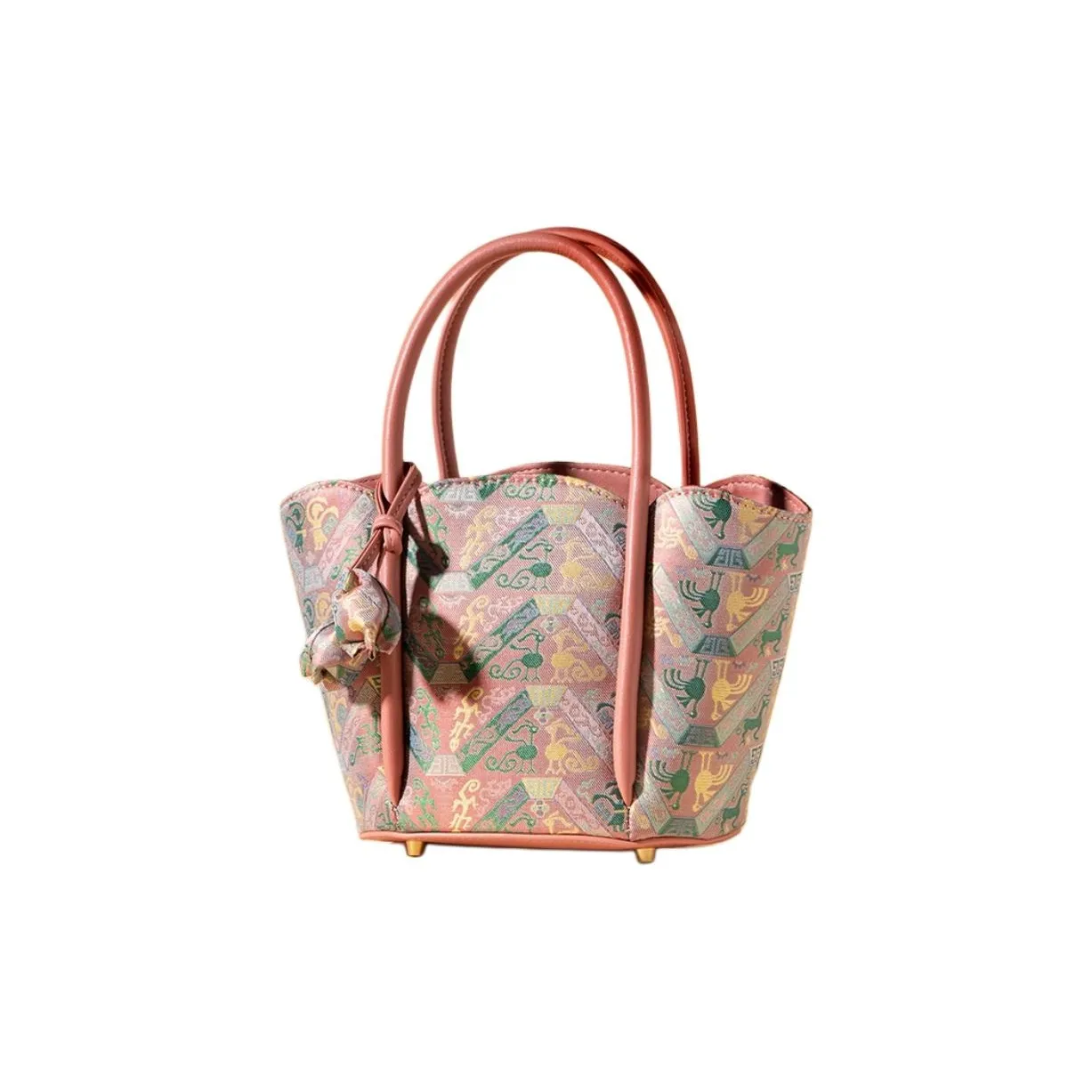 Shanghai Story Телячья кожа с шелком тутового дерева Корзина Сумка Женская Розовая