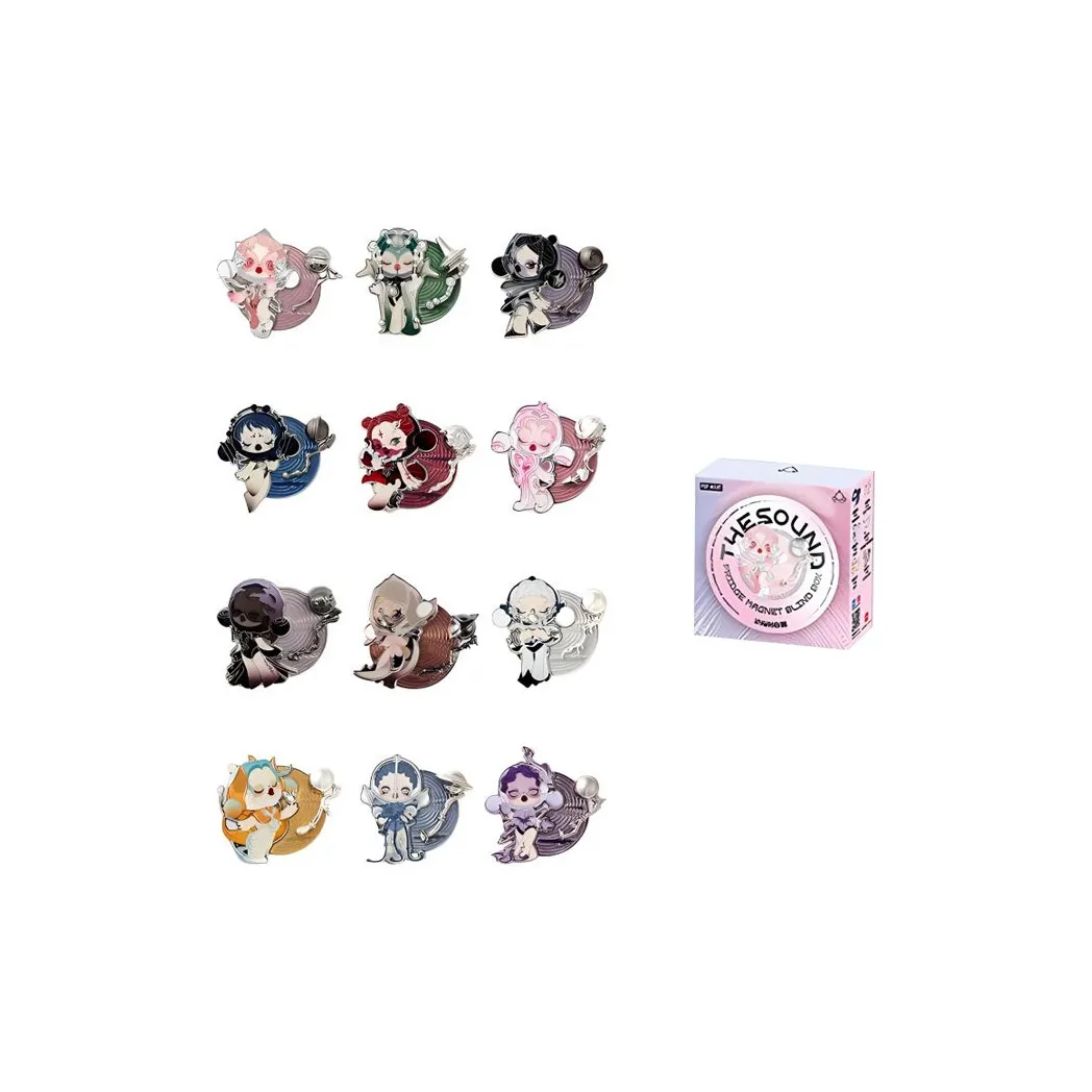 POP MART Skullpanda Sound Collection Магниты для холодильника Слепые коробки Один Mystery Коробка Целая коробка 12 шт