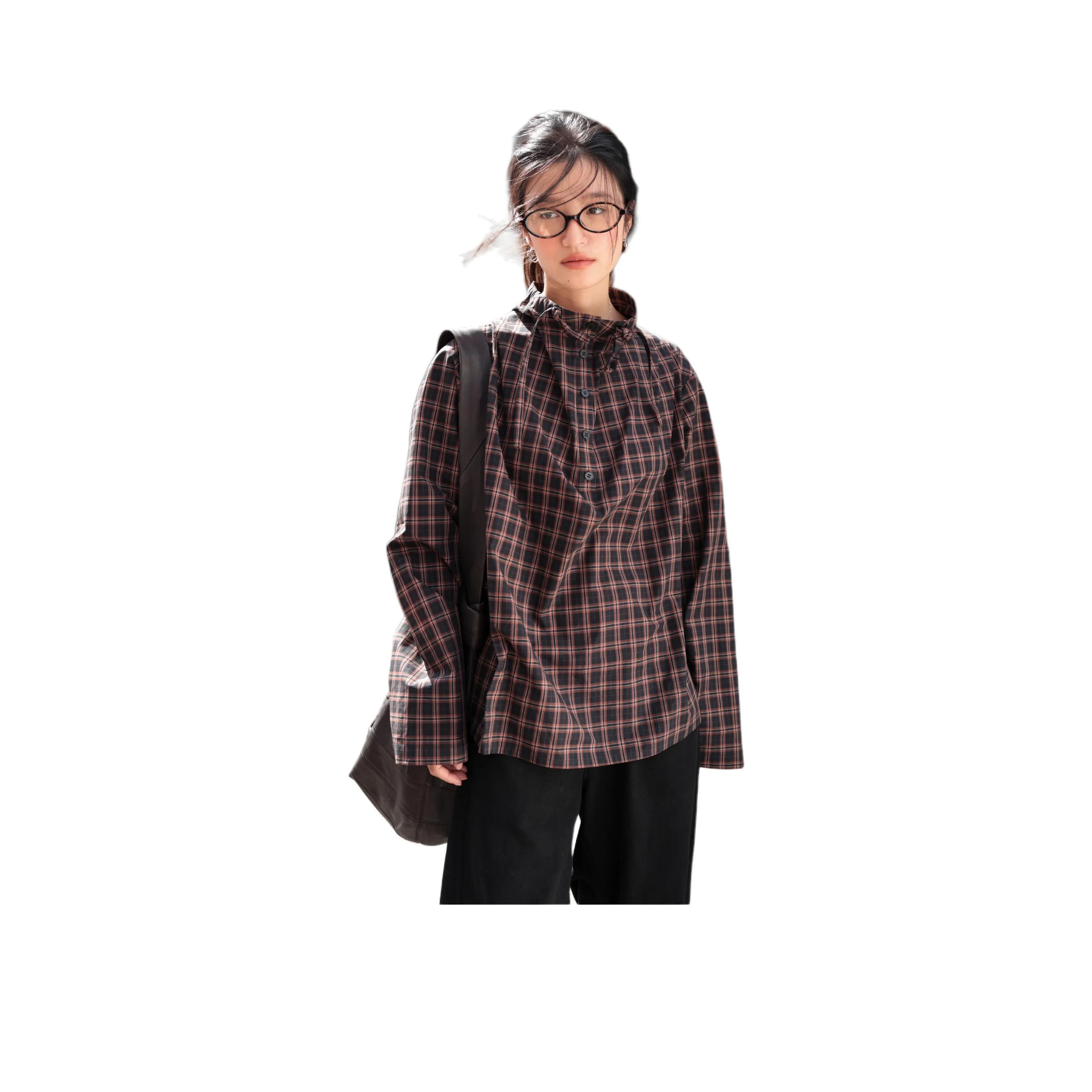 SUPERSCAPE Shirt Women's Black Red Plaid