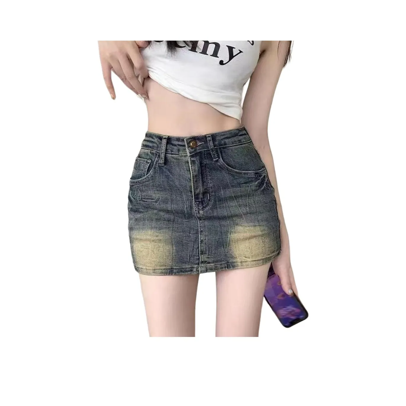 SRCG Джинсовые короткие юбки Женские