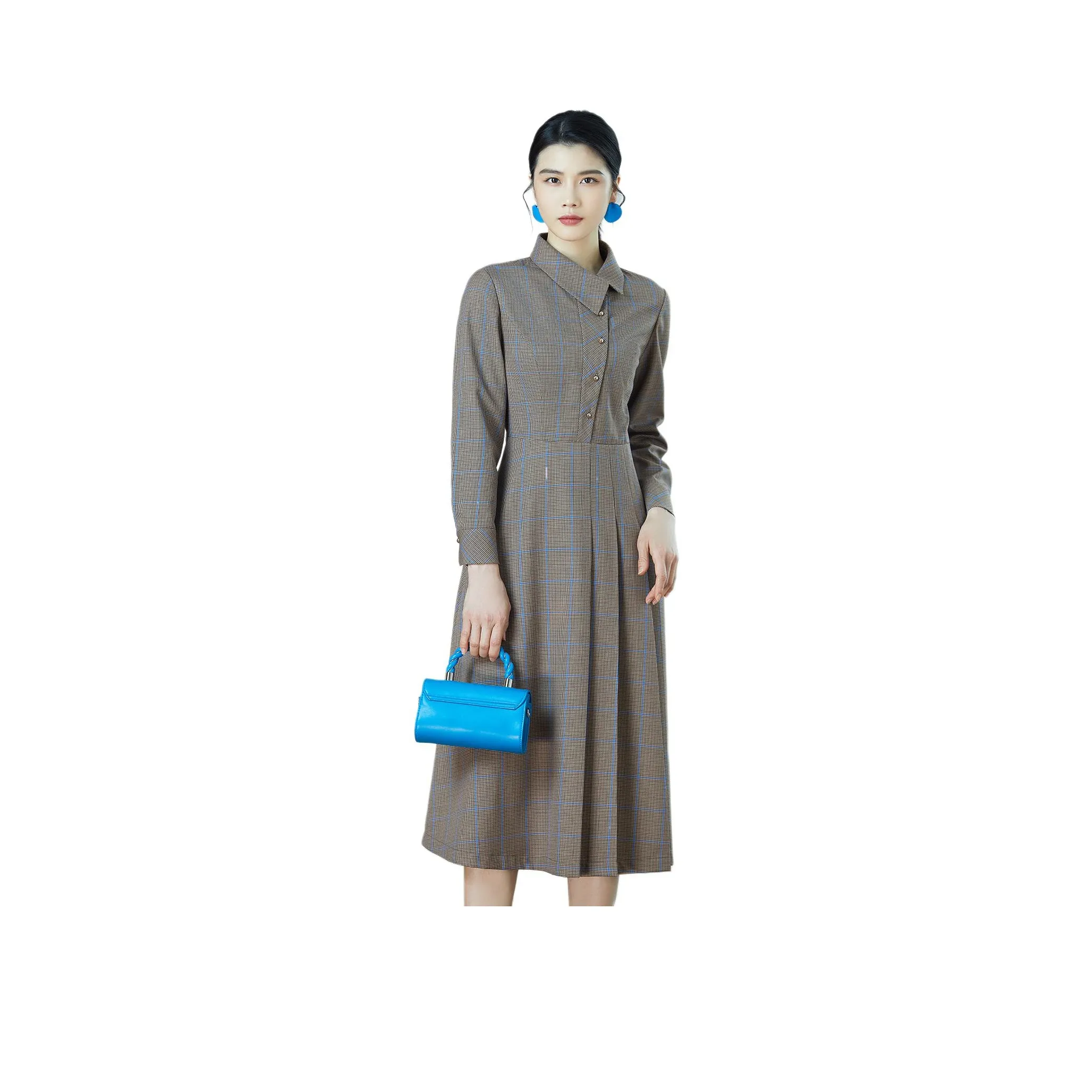 BBLLUUEE Long Sleeved Dress Women's Bright Tea Umber