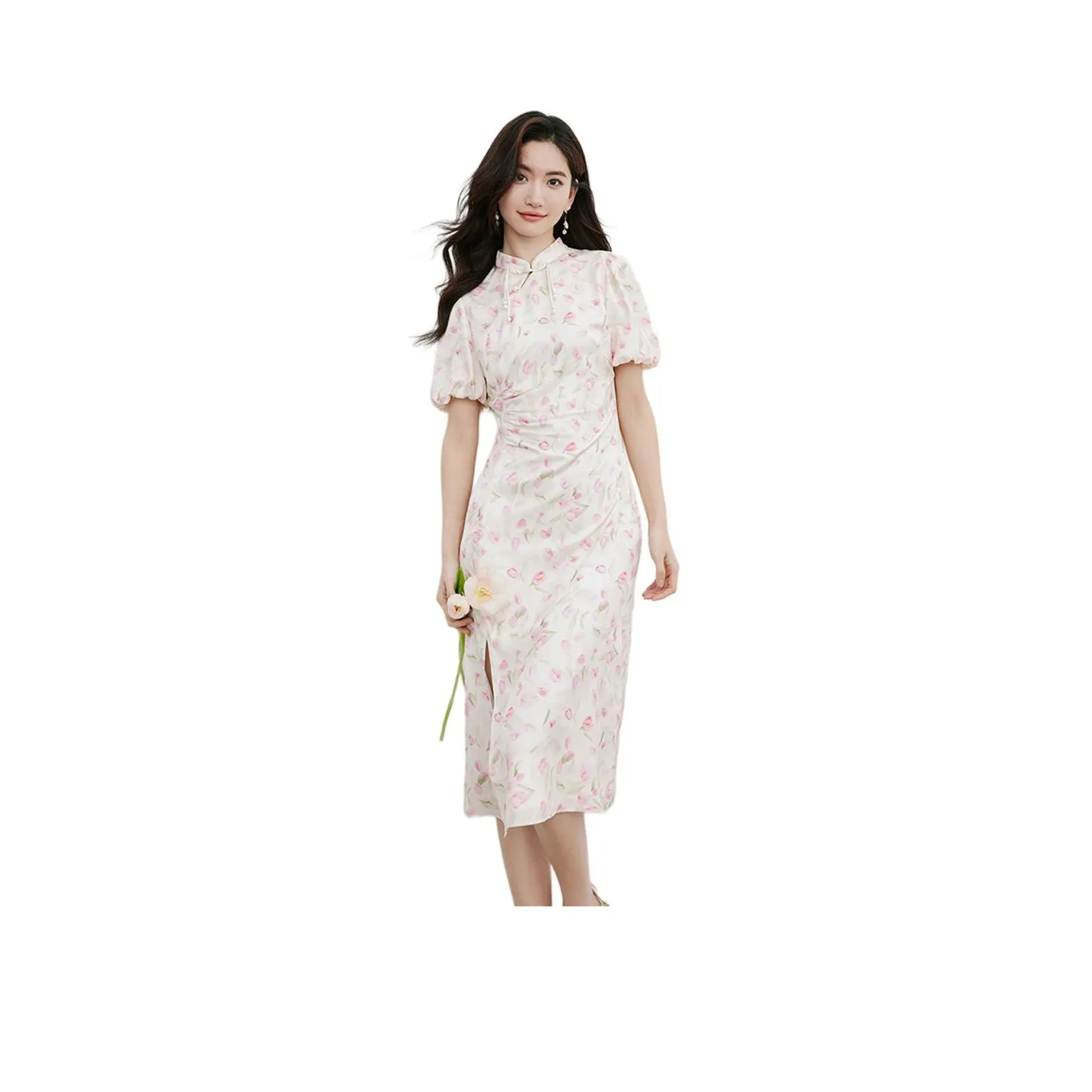 Hopeshow Short Sleeved Dress Women's Pink Floral