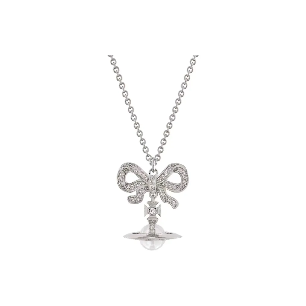 Vivienne Westwood Transparent Saturn Pendant Necklaces Women's Silver/White Ball