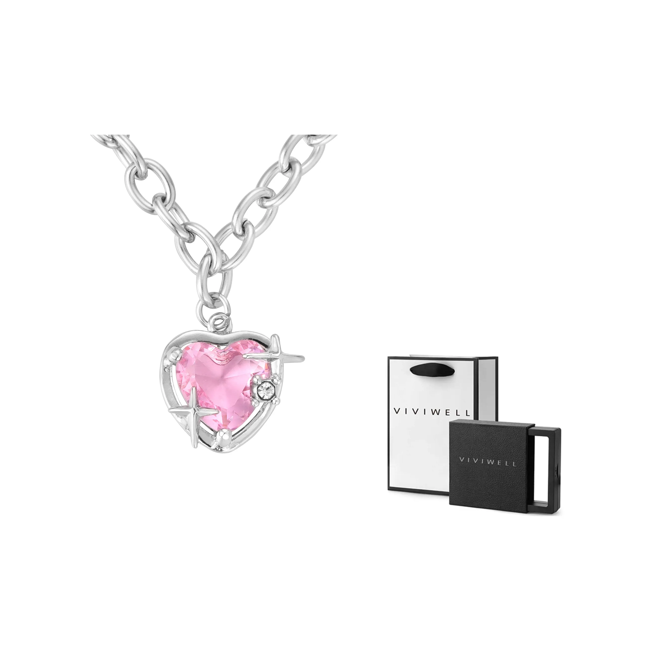 VIVIWELL Ожерелье с розовым бриллиантом для женщин