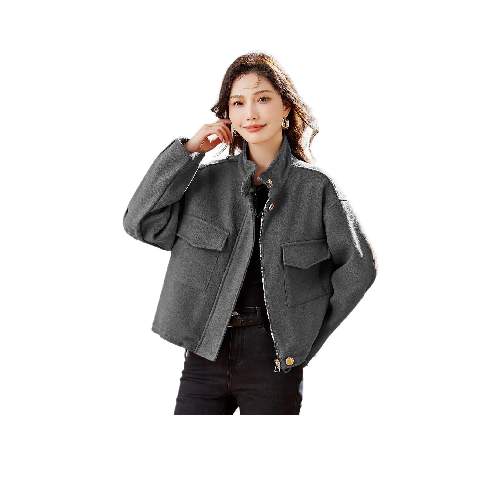 TERRE BLEUE Хлопковый пуховик женский серый