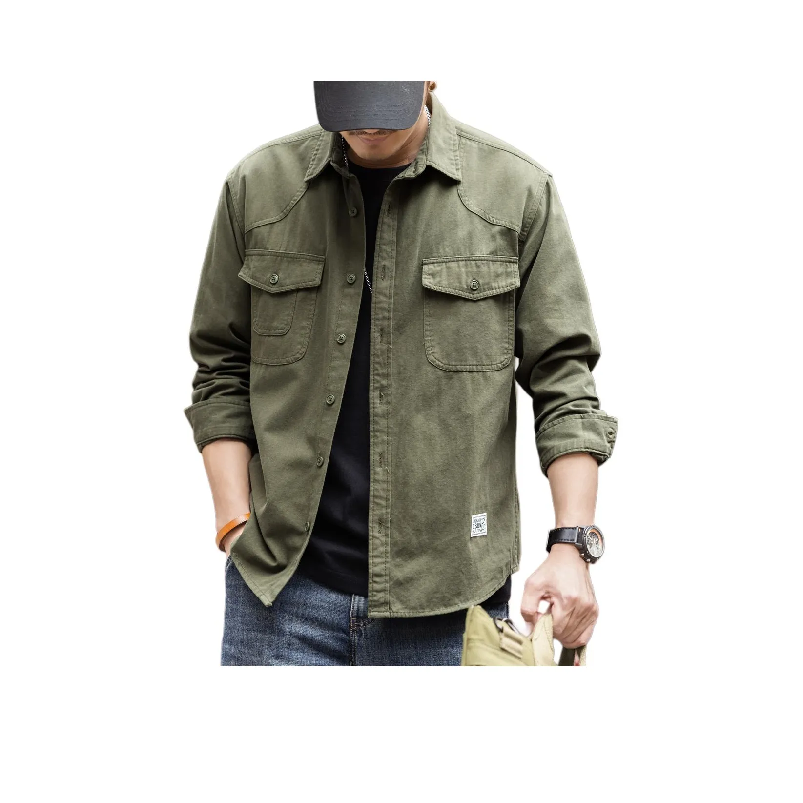 GELANLU Весна Рубашка Свободный крой Унисекс