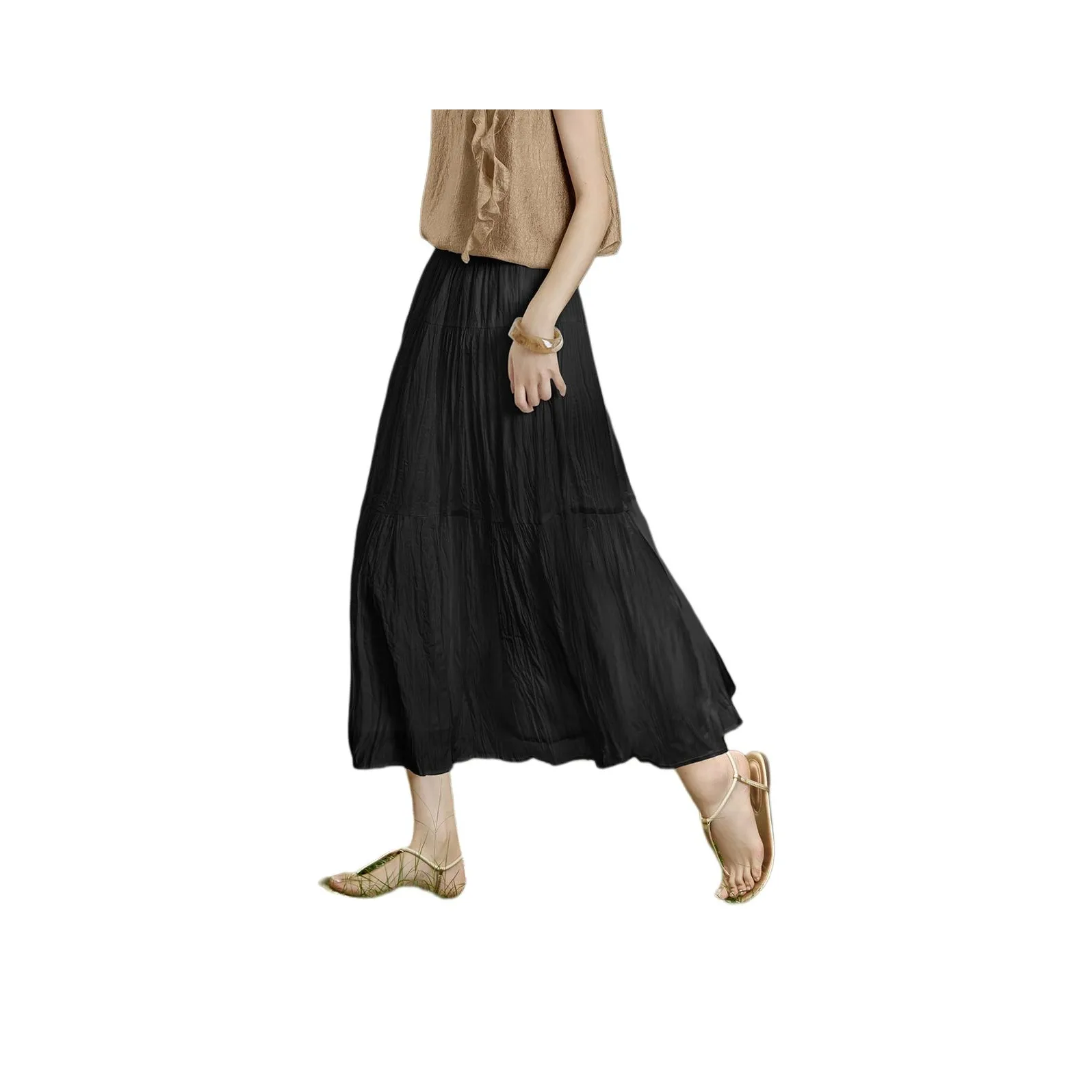 XWI Черные Женские Повседневные Длинные Юбки