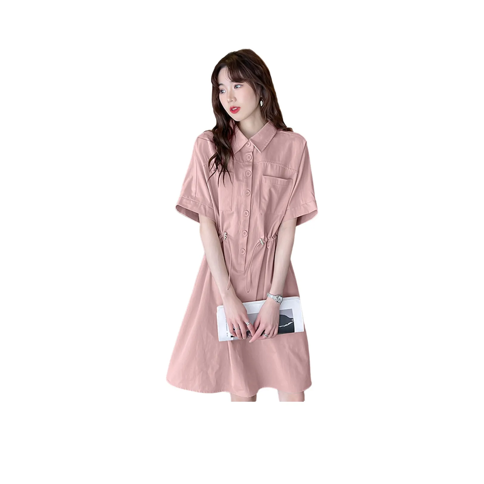 Tonlion Short Sleeved Dresses Women's Haze Pink
