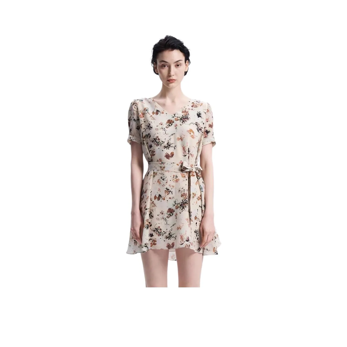 IRO NIGHT Short Sleeved Dress Women's Vintage Light Umber