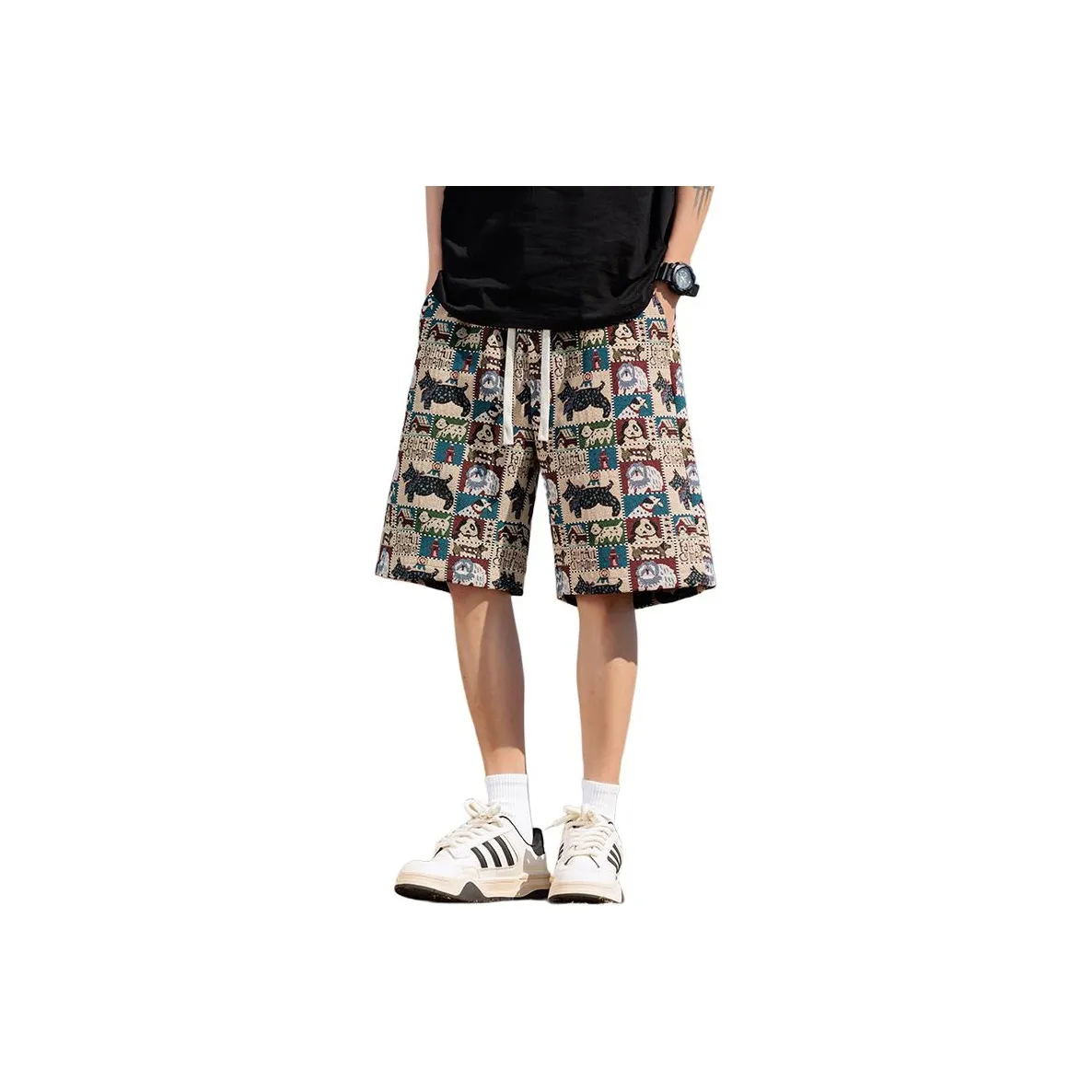 SZSX Casual Shorts Unisex Embroidery Dog