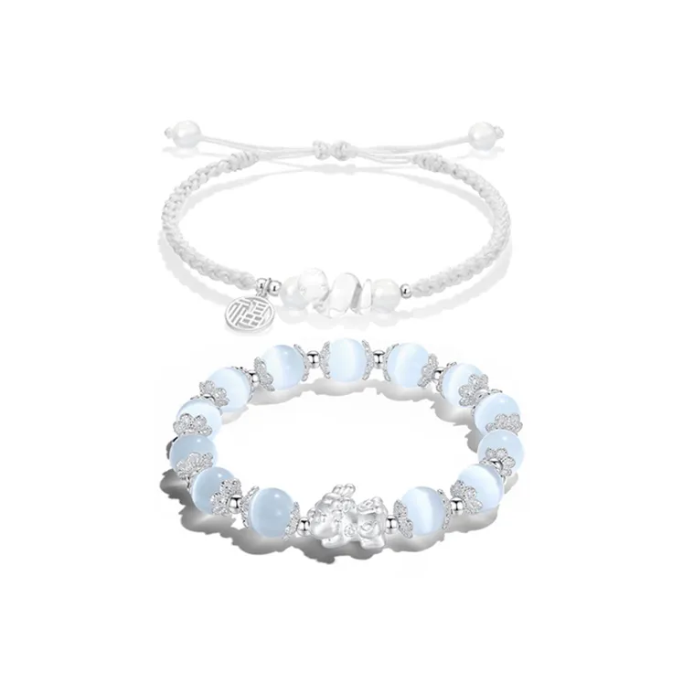 JOYDINNY Glass Cat Eye Bracelets Unisex