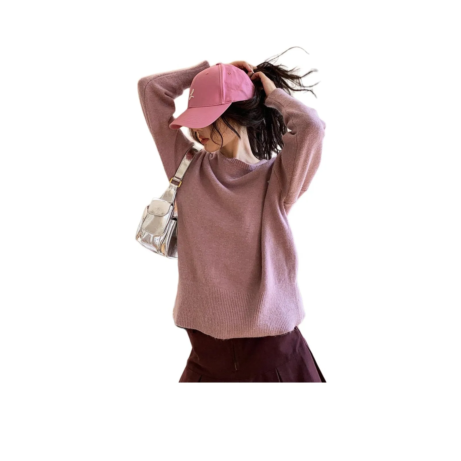 NANING9 Повседневный костюм женский фиолетовый