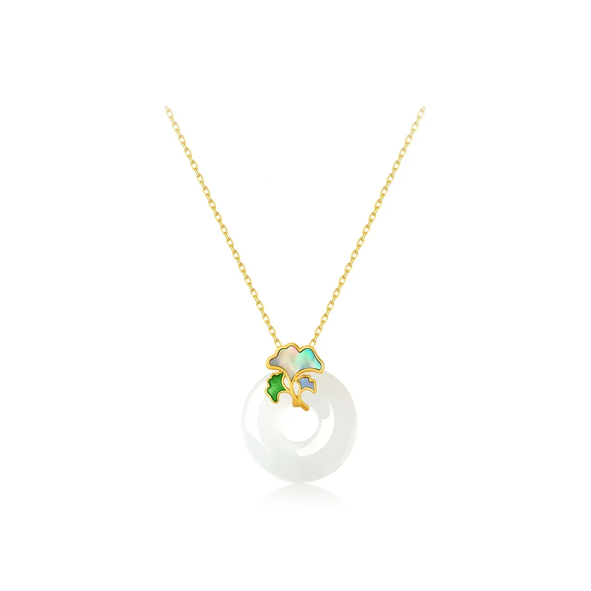 ALLOVE Hetian Jade Necklaces Pale Greenish White Jade Women's