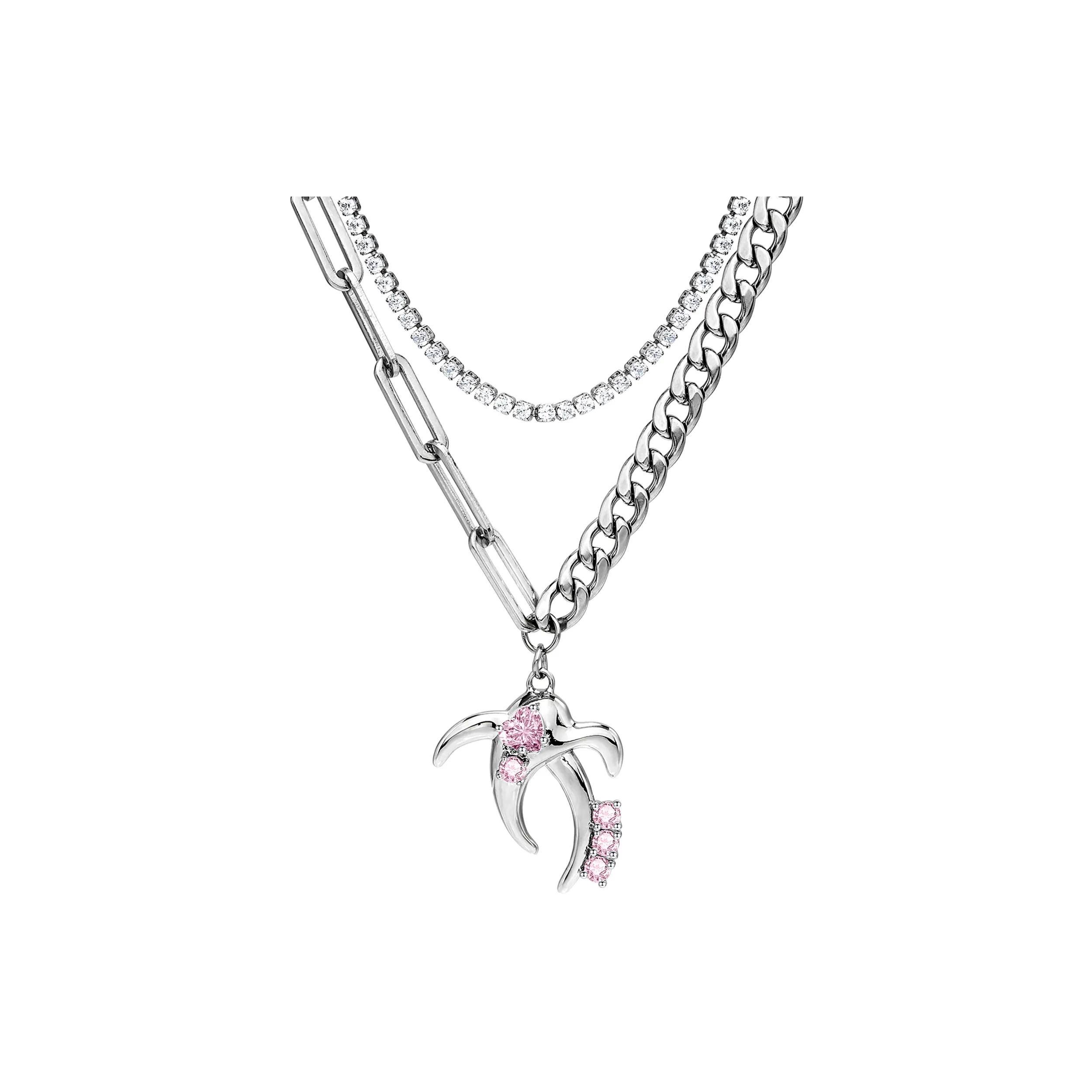 ENFANTIN Белое золото с покрытием медный с цирконием ожерелья унисекс серебряный