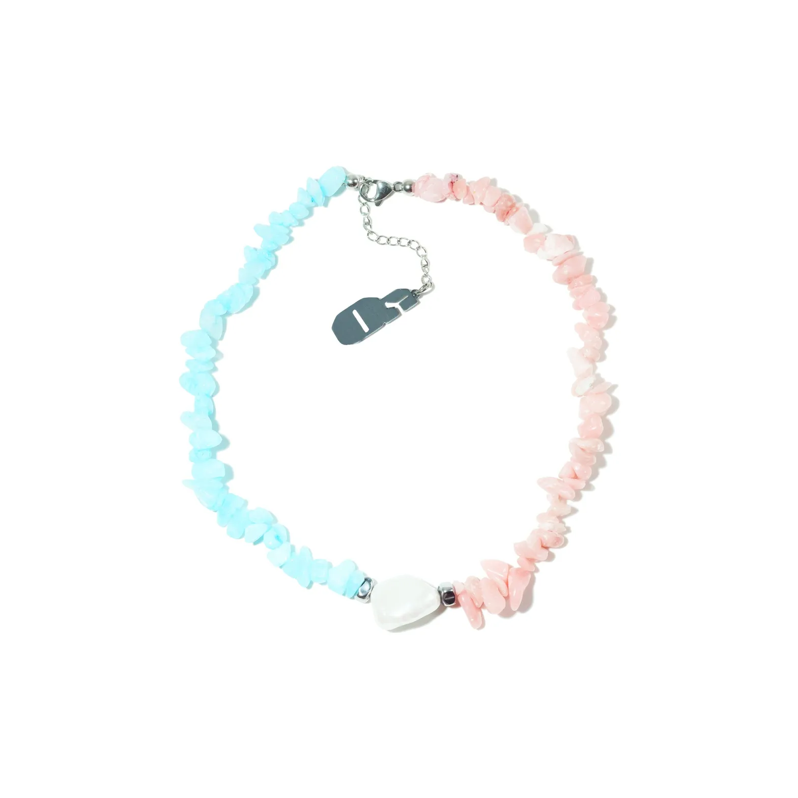 Get'em ON Розовый Синий Галька Белый Электроплазменная Оболочка Бусина Нержавеющая Сталь Ожерелье Унисекс