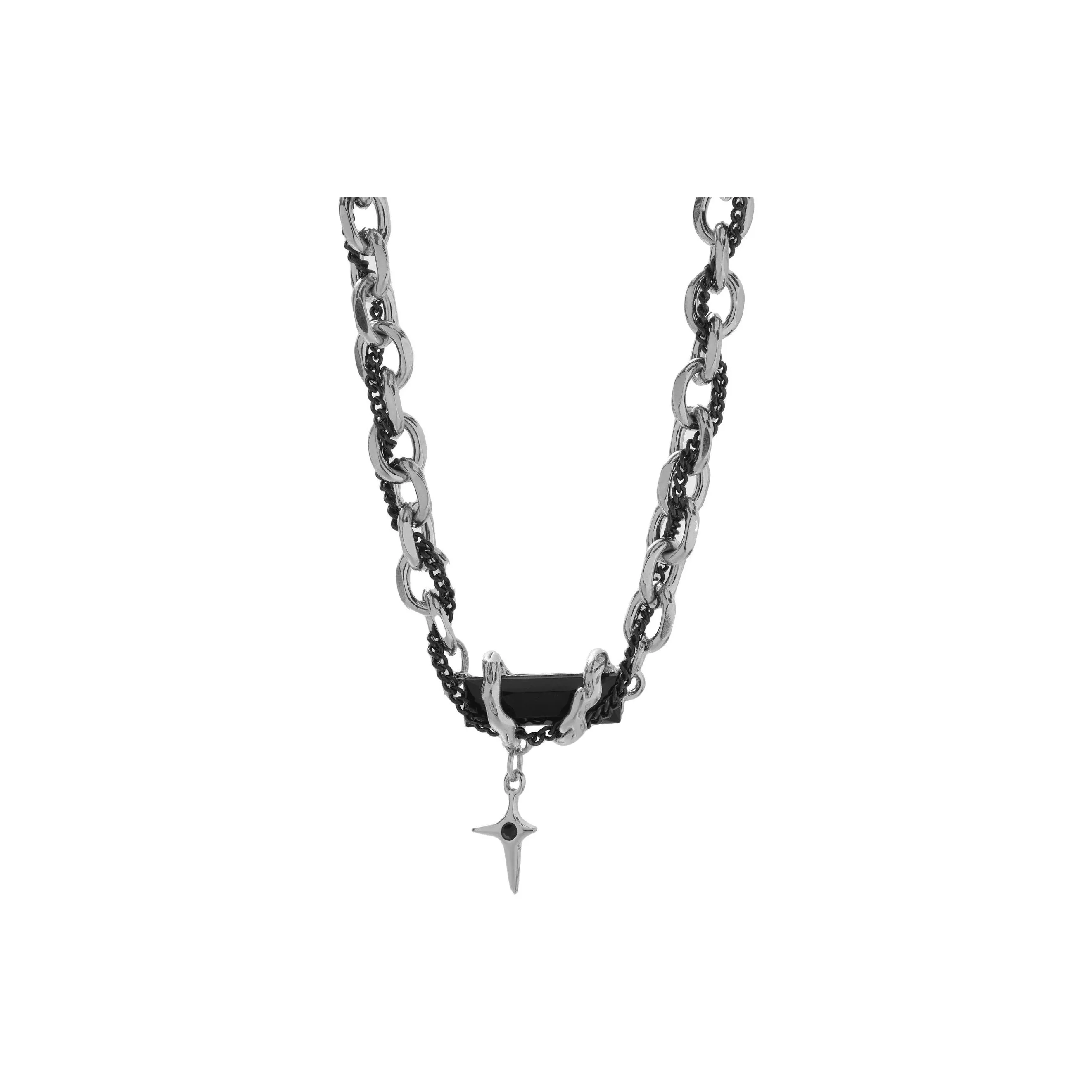 P N Титановая сталь Черный Опал Ожерелья Мужской