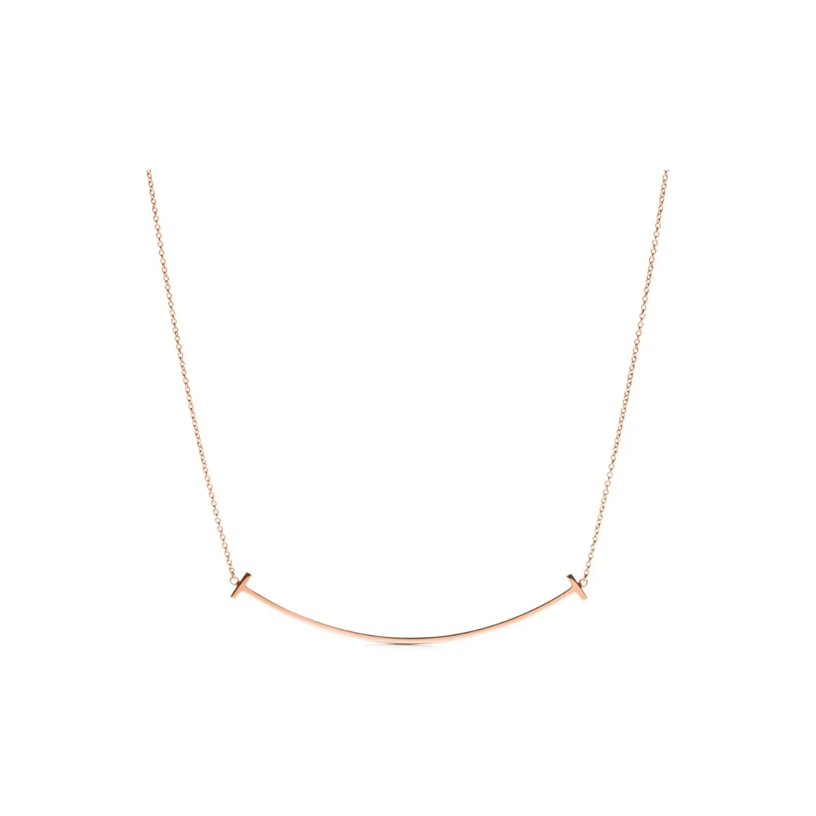 TIFFANY & CO. Pre Owned 2010s 18K Yellow Gold Large T smile Necklace