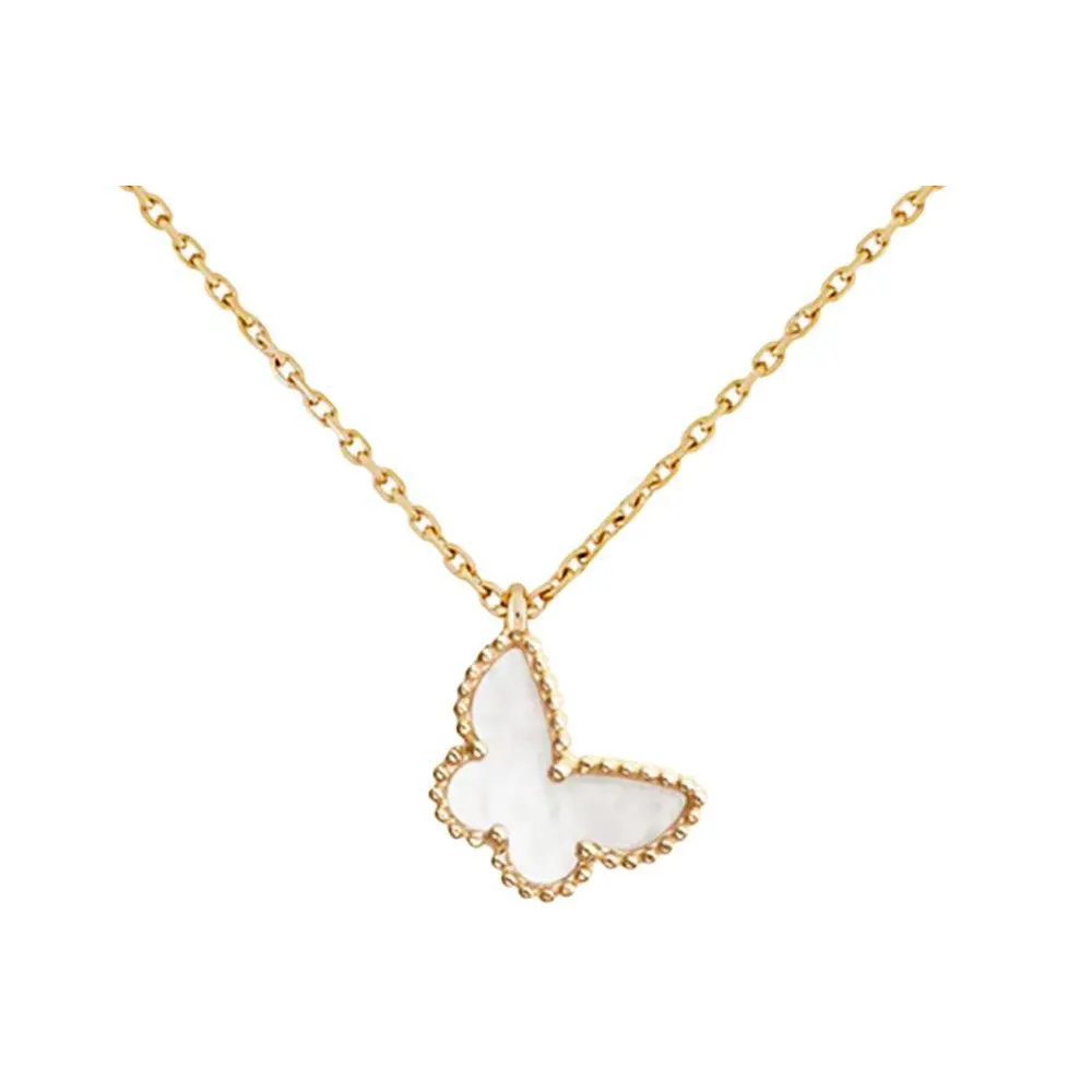 Van Cleef & Arpels Alhambra Four Leaf Lucky Series Karat Gold Necklaces Women's White