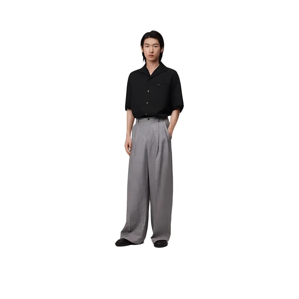 CROQUIS Casual Pants Men's 965 Black White Stripes/Plaid