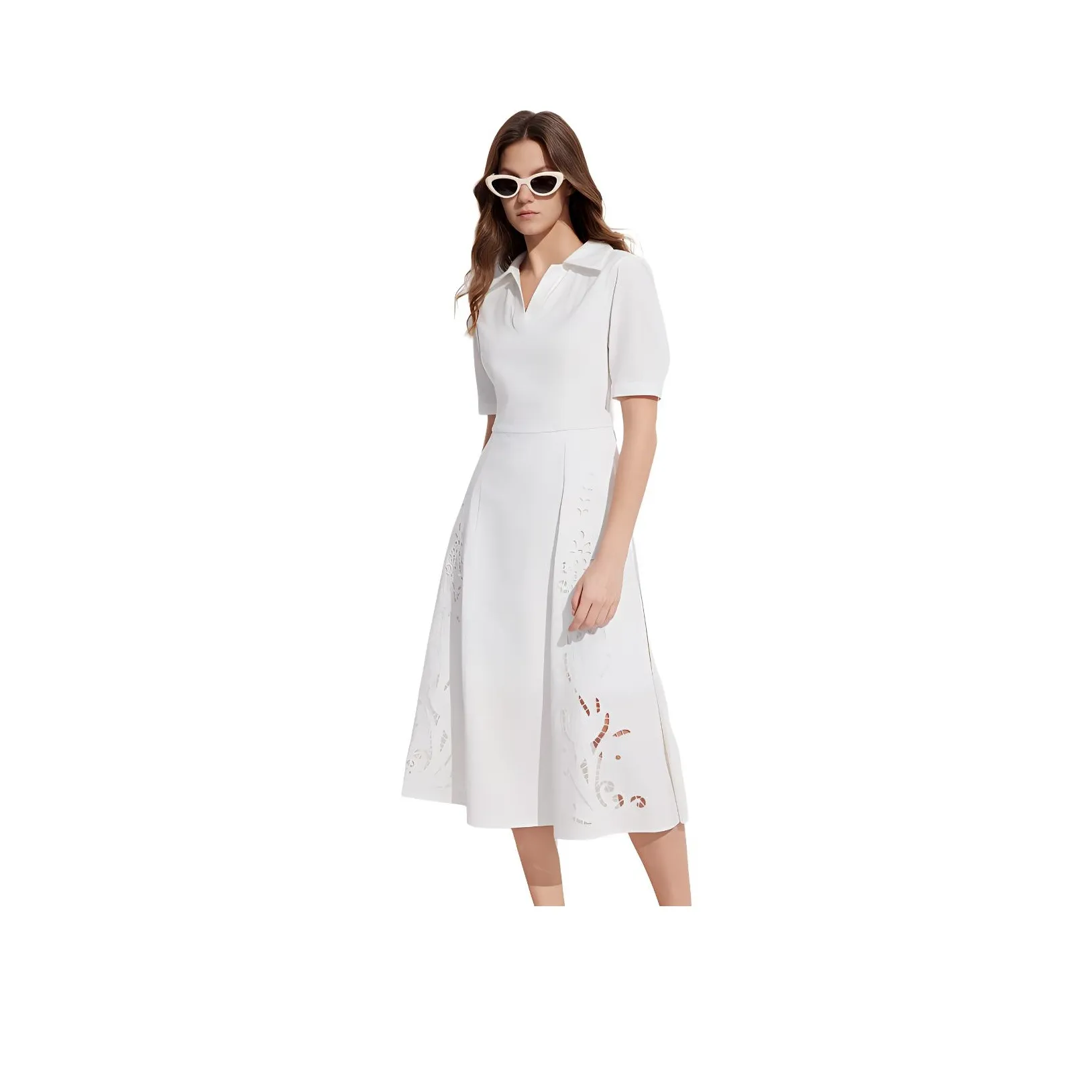 ELLE Короткий рукав Платье Женское Белое