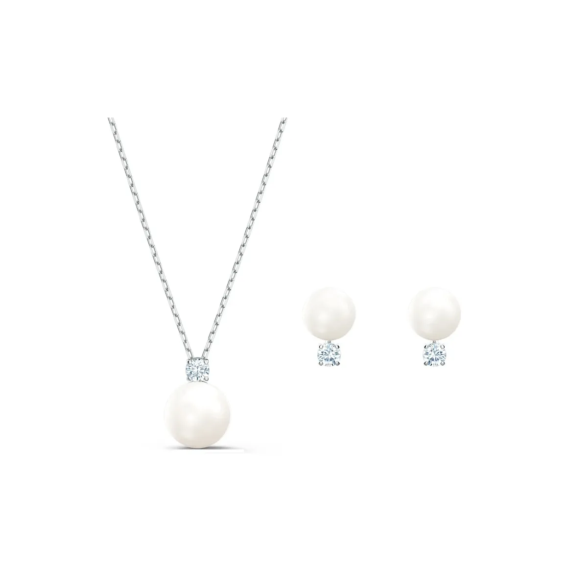 Swarovski TREASURE совместное брендирование Родиевое покрытие Ожерелье Серьги-гвоздики Женское Белое