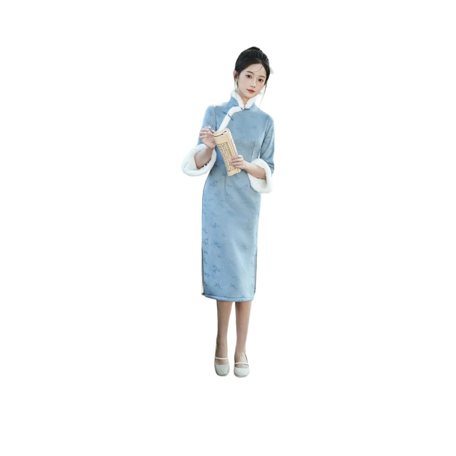 Red Colored Clothes Cheongsam Women's Blue