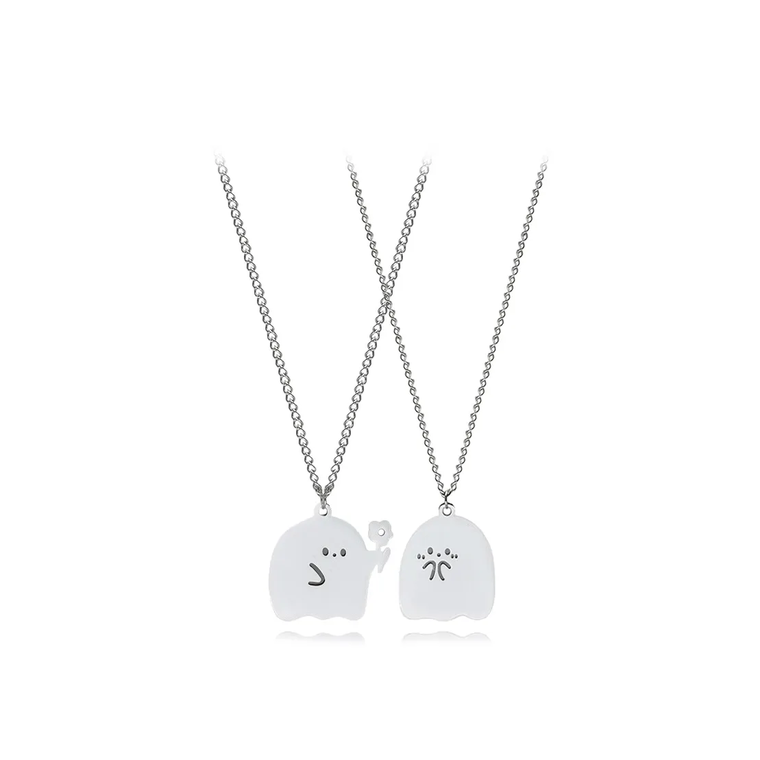 MUYAN Титановое стальное ожерелье с дизайном "Призрак" и цветочным узором унисекс