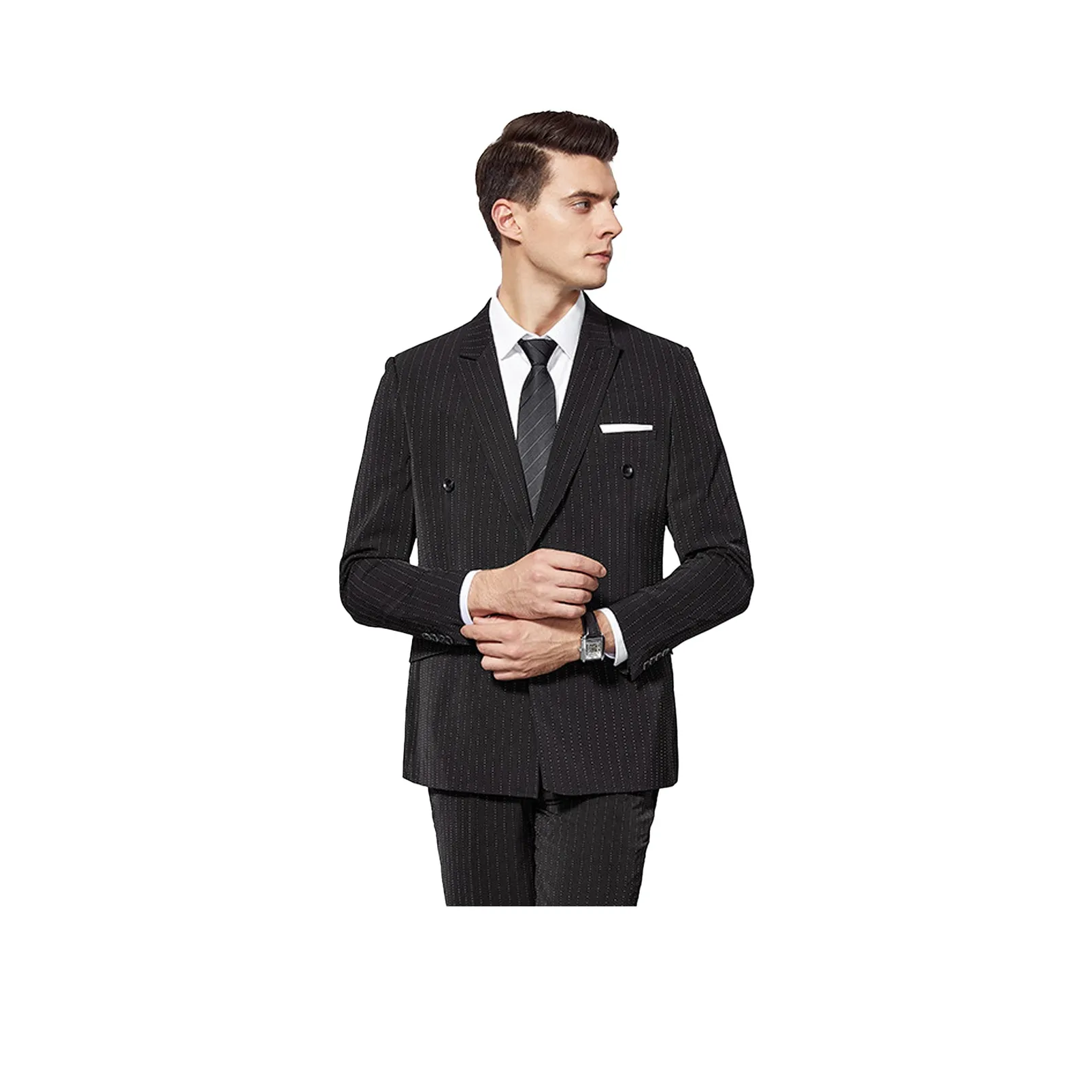 FIRS Деловой костюм мужской черные полосы