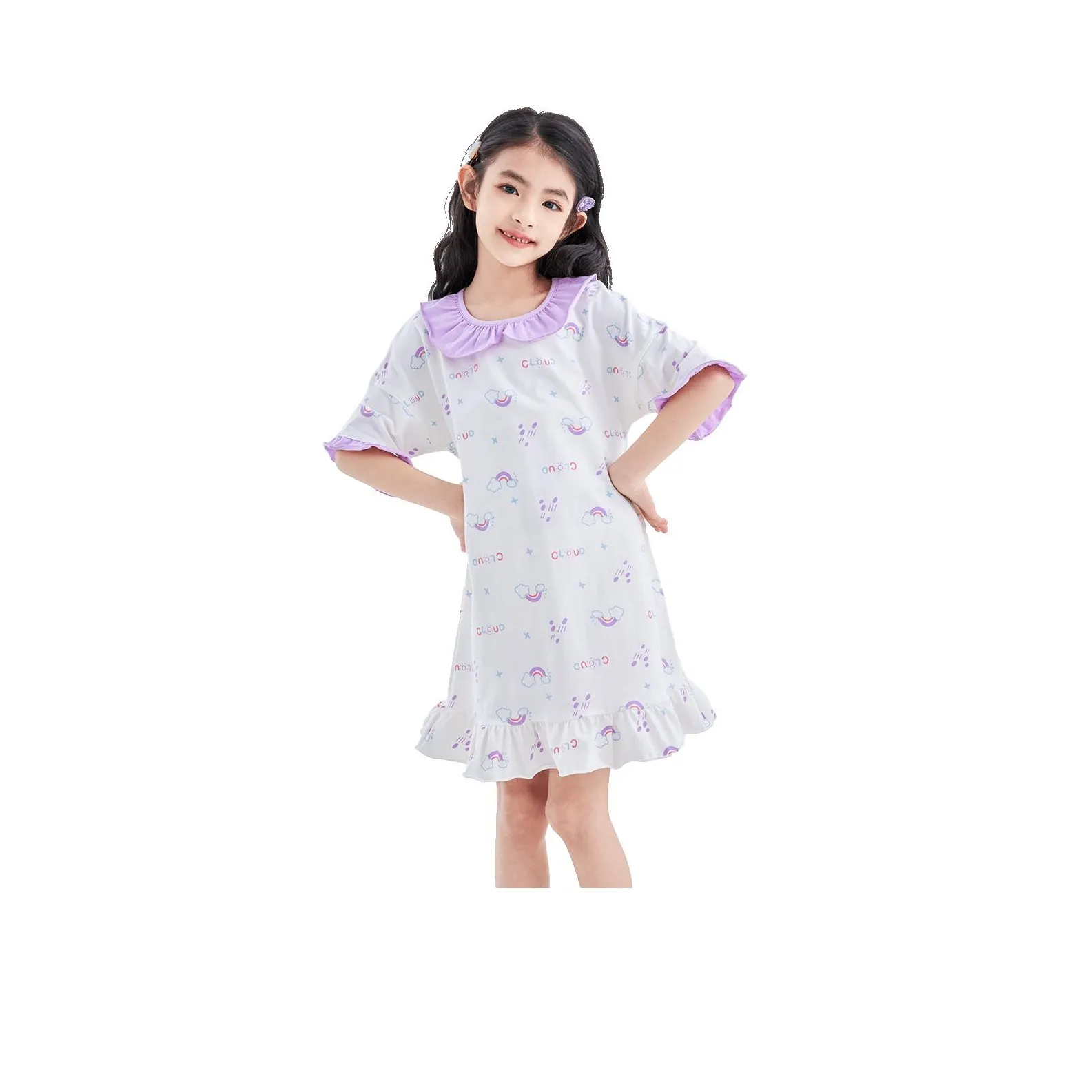 Deesha Ночная сорочка A Маленький Радужный С принтом на белом фоне Подростки