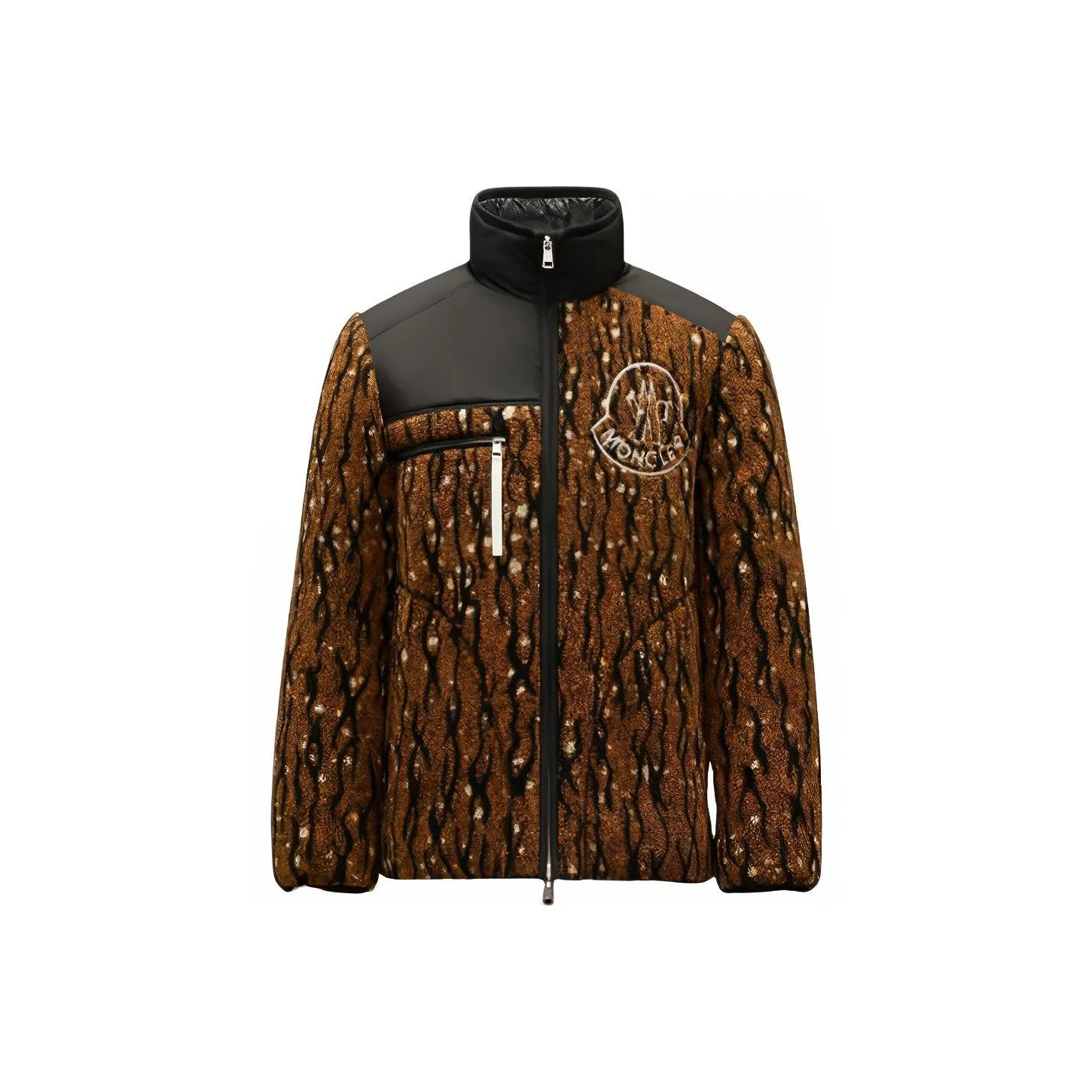 MONCLER GENIUS FW21 Animal Print Solid Color Letter Stand Collar Down Jacket Men's Tiger Pattern