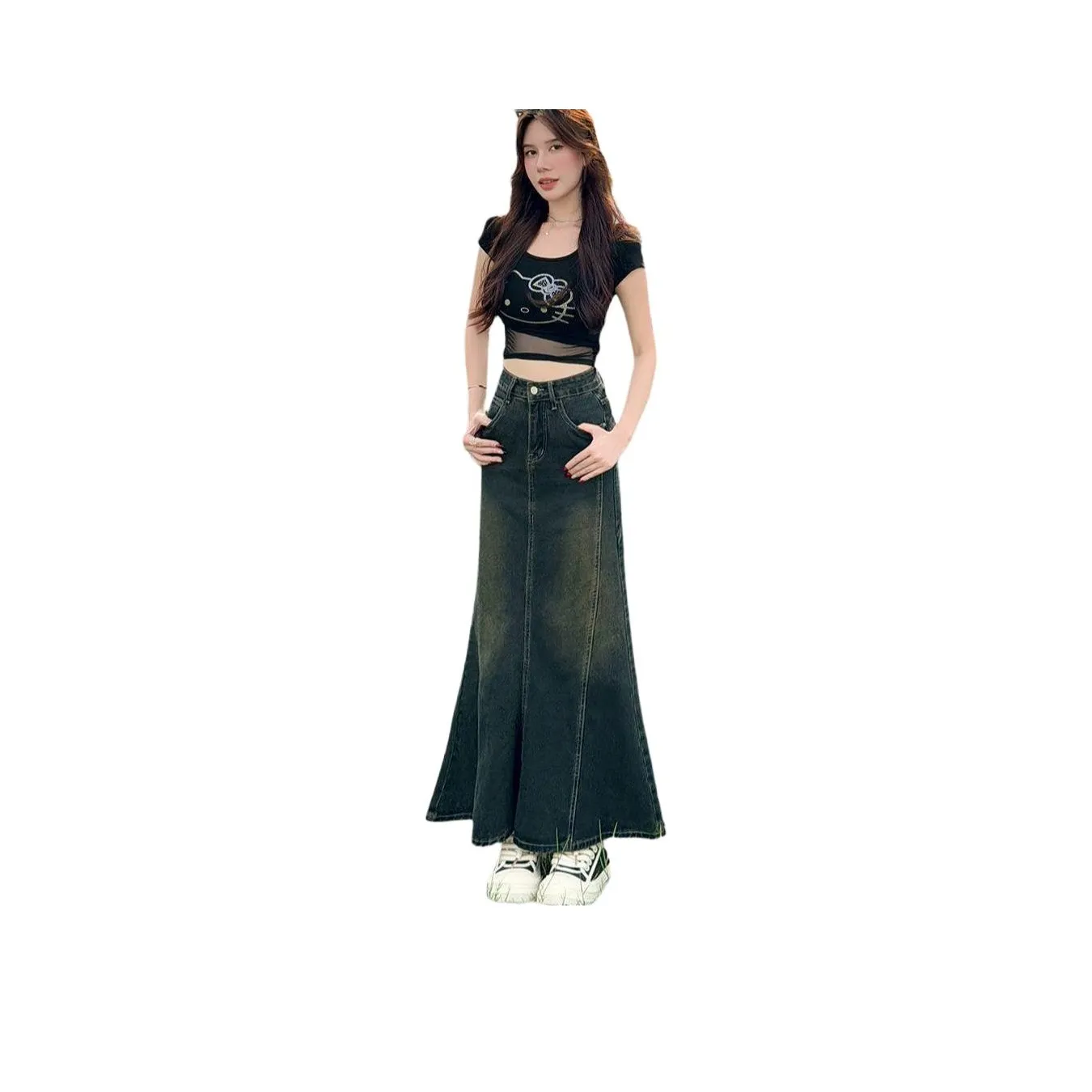 LAKESI Деним Длинный Юбка Женские