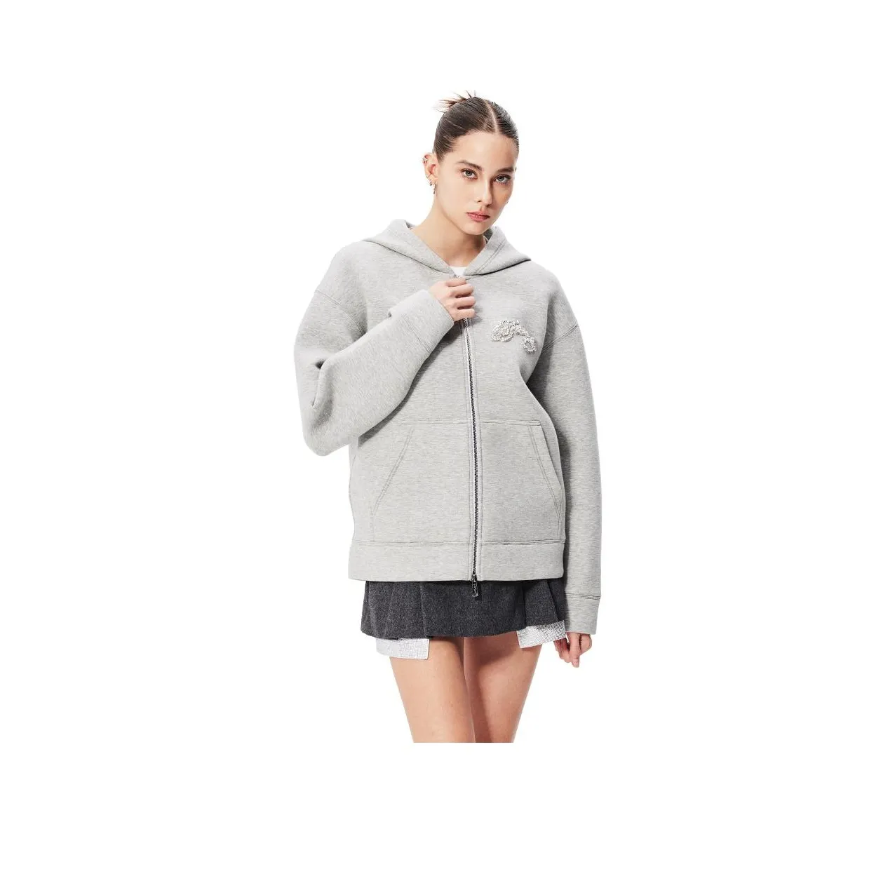 Ed Hardy FW24 Толстовка Женская Без рисунка Чистый Серый