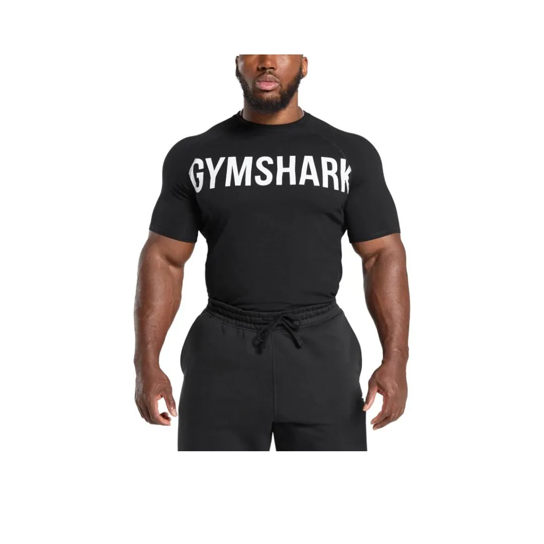 GYMSHARK T-Shirt Мужской Черный Белый
