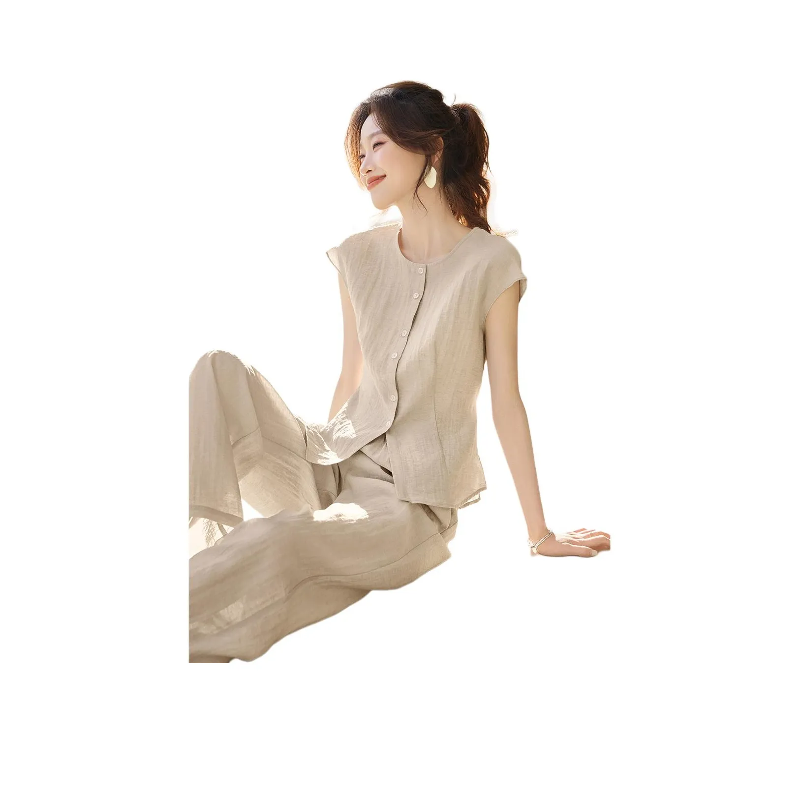 Mo Han Yi Mei Повседневный костюм женский овсяного цвета