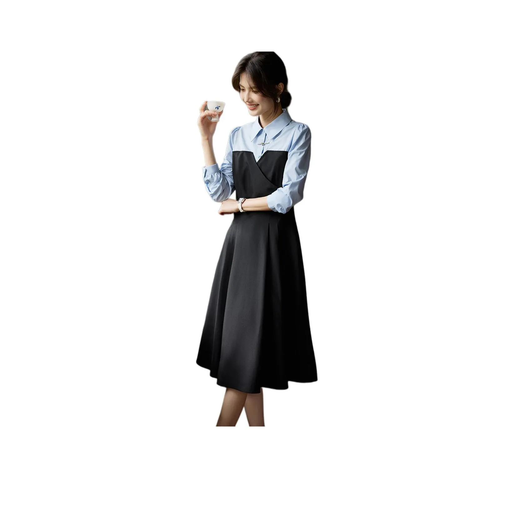 XWI Long Sleeved Dresses Women's Blue Black
