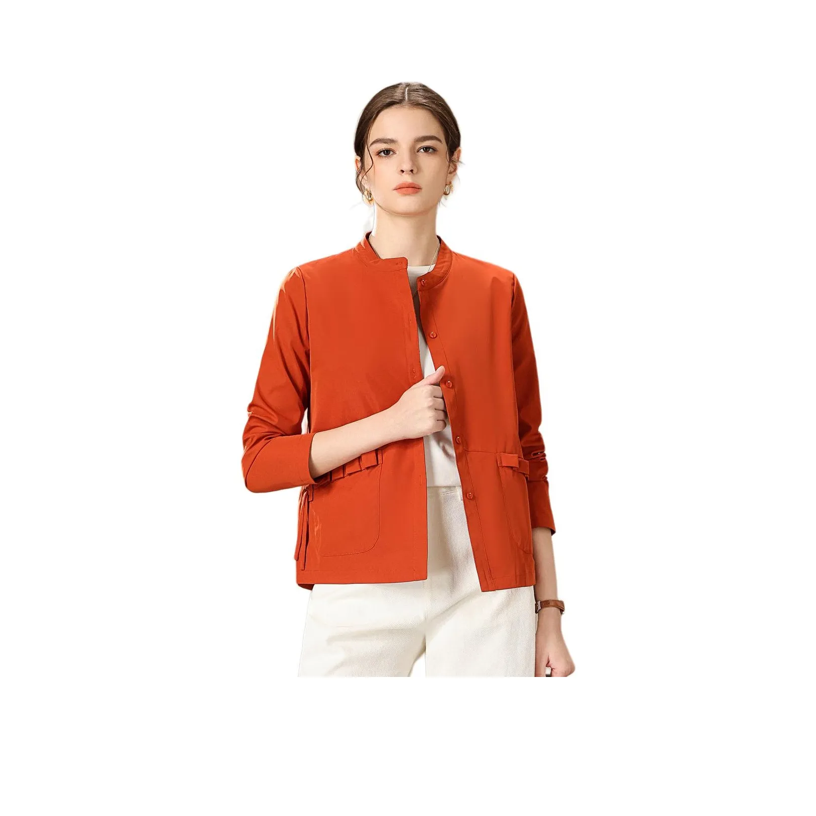 FENHONGMALI Jackets Coats Women's Orange Red