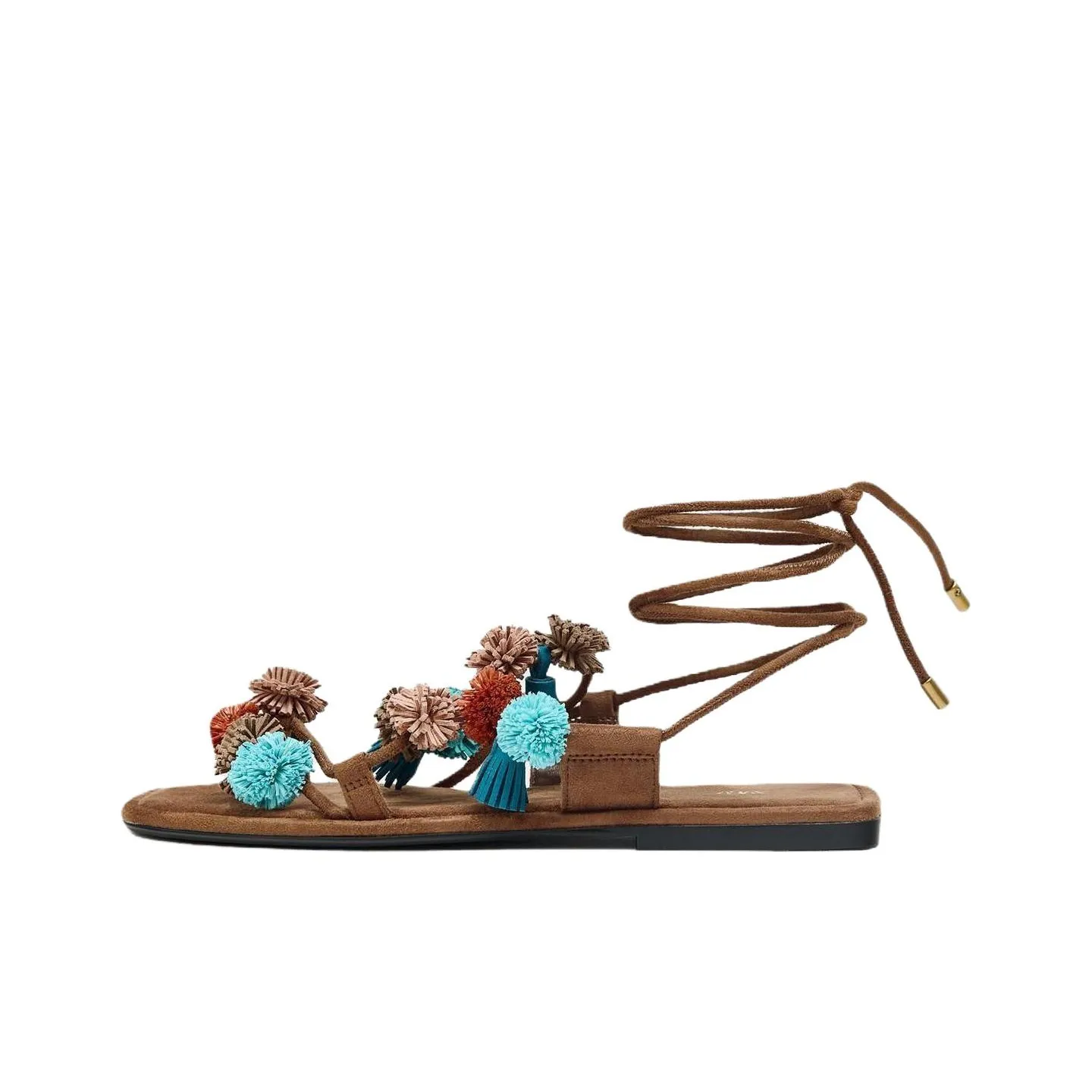 ZARA One Ремень Сандалии 1,5 см Женские Коричневый