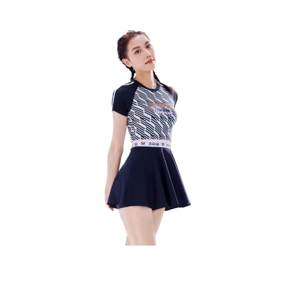 ZOKE Ван-Пис Купальник Женские Черный Белый Медвежонок Цветочный Дизайн