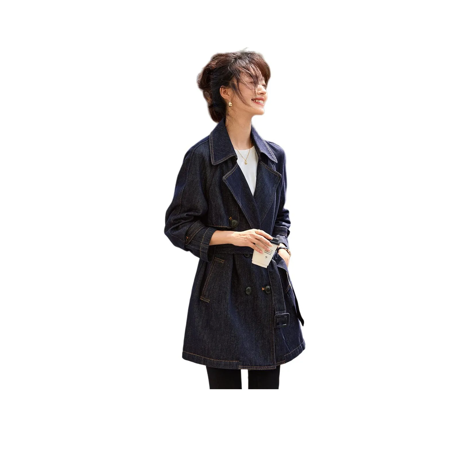 Mo Han Yi Mei Trench Coat Women's Original Denim